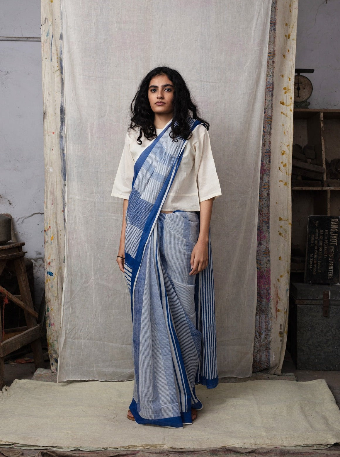 Indigo Micro Macro Saree