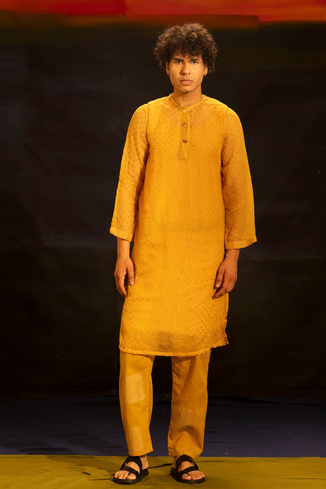 Illume Man Mustard Kota Kurta Set with lining (Set of 2)