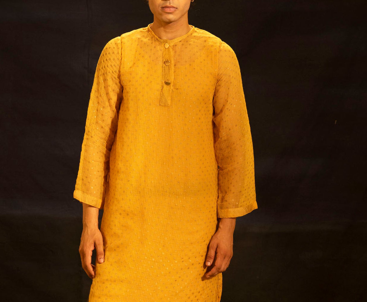Illume Man Mustard Kota Kurta Set with lining (Set of 2)