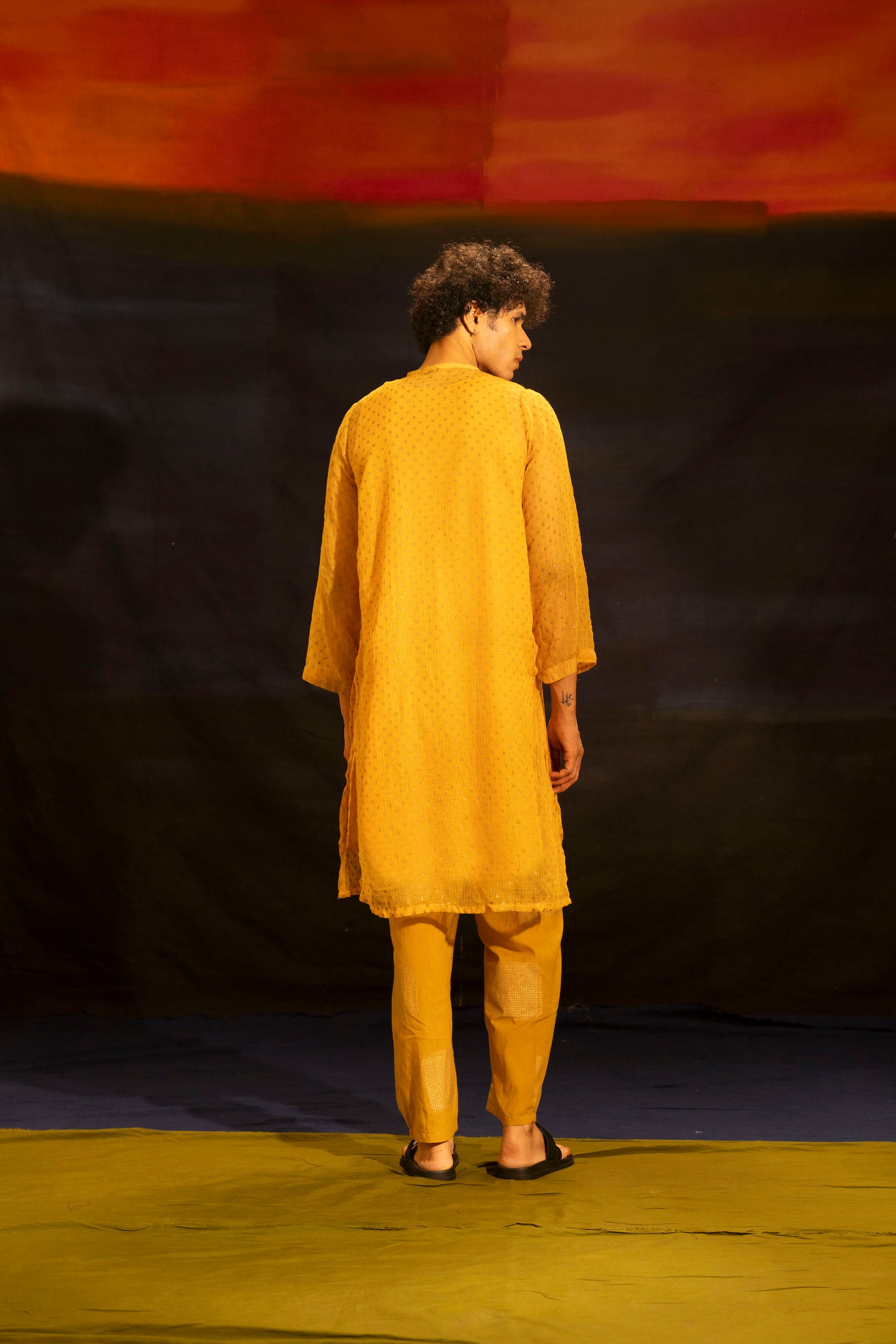 Illume Man Mustard Kota Kurta Set with lining (Set of 2)