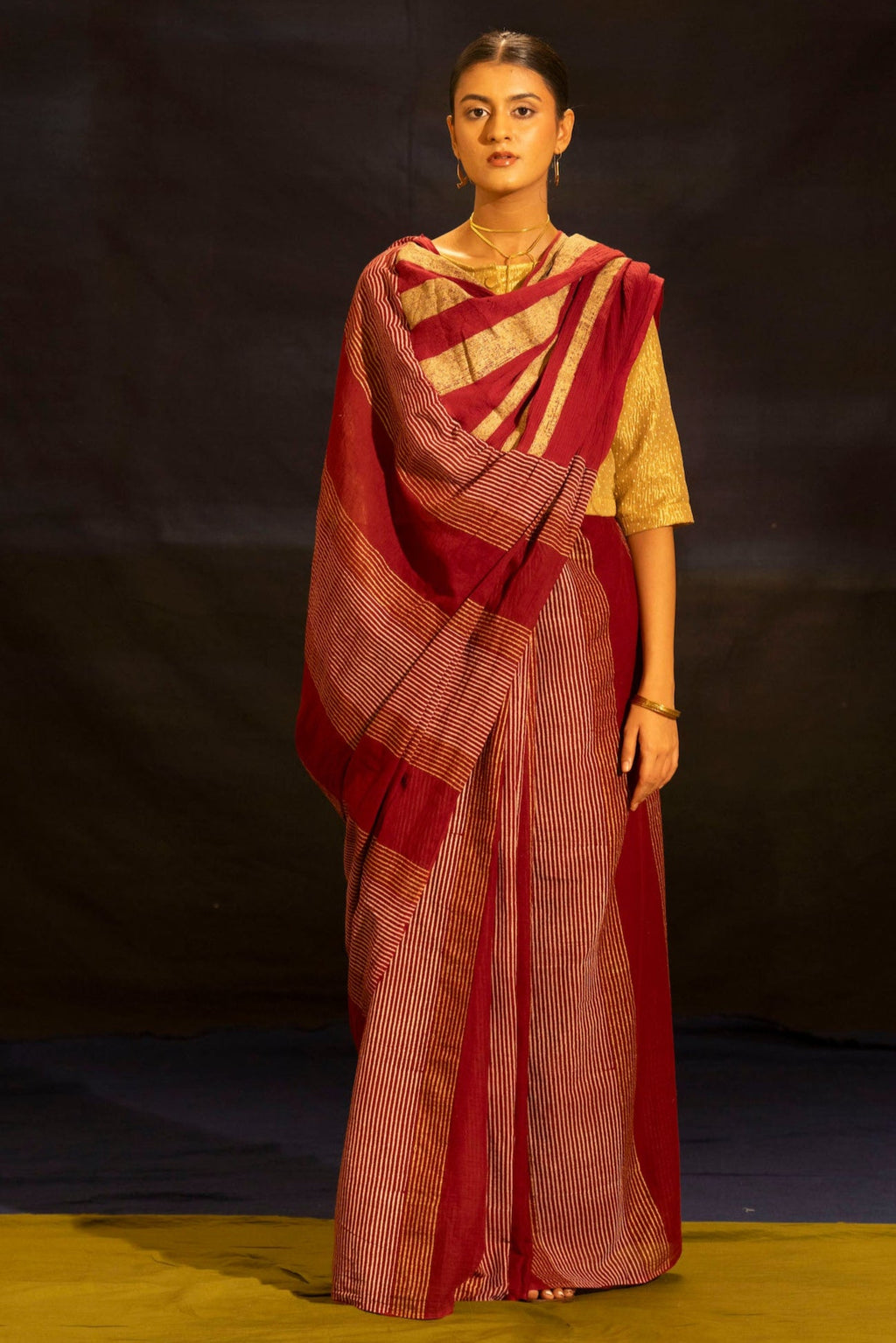 Illume luma Maroon Saree with Crinkled Pallu