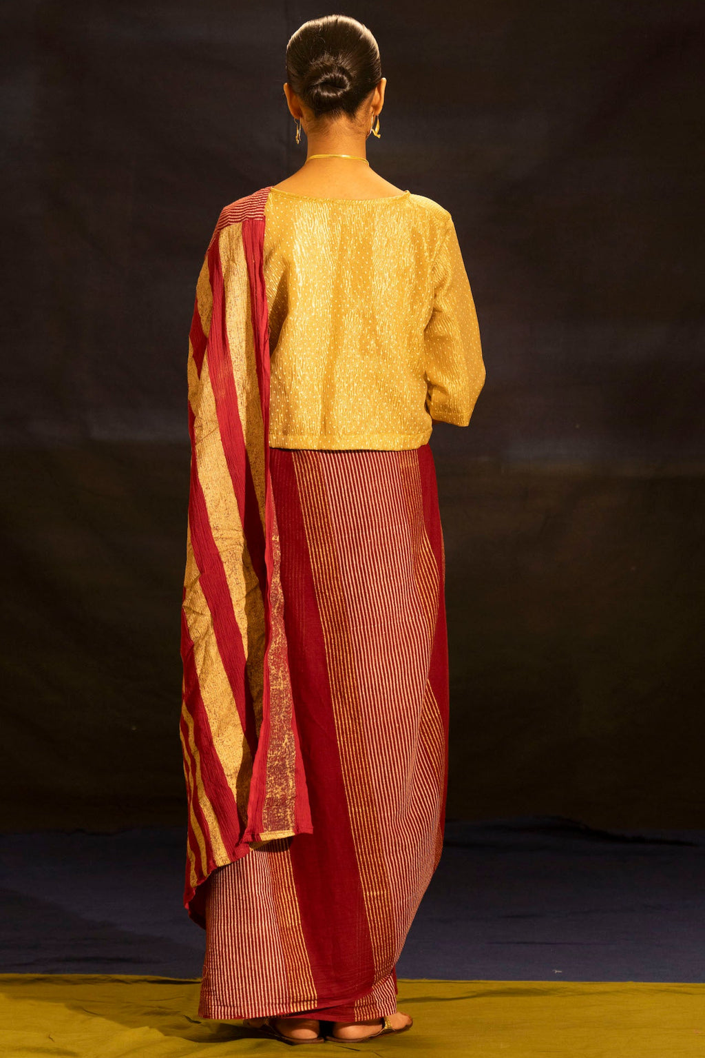 Illume luma Maroon Saree with Crinkled Pallu