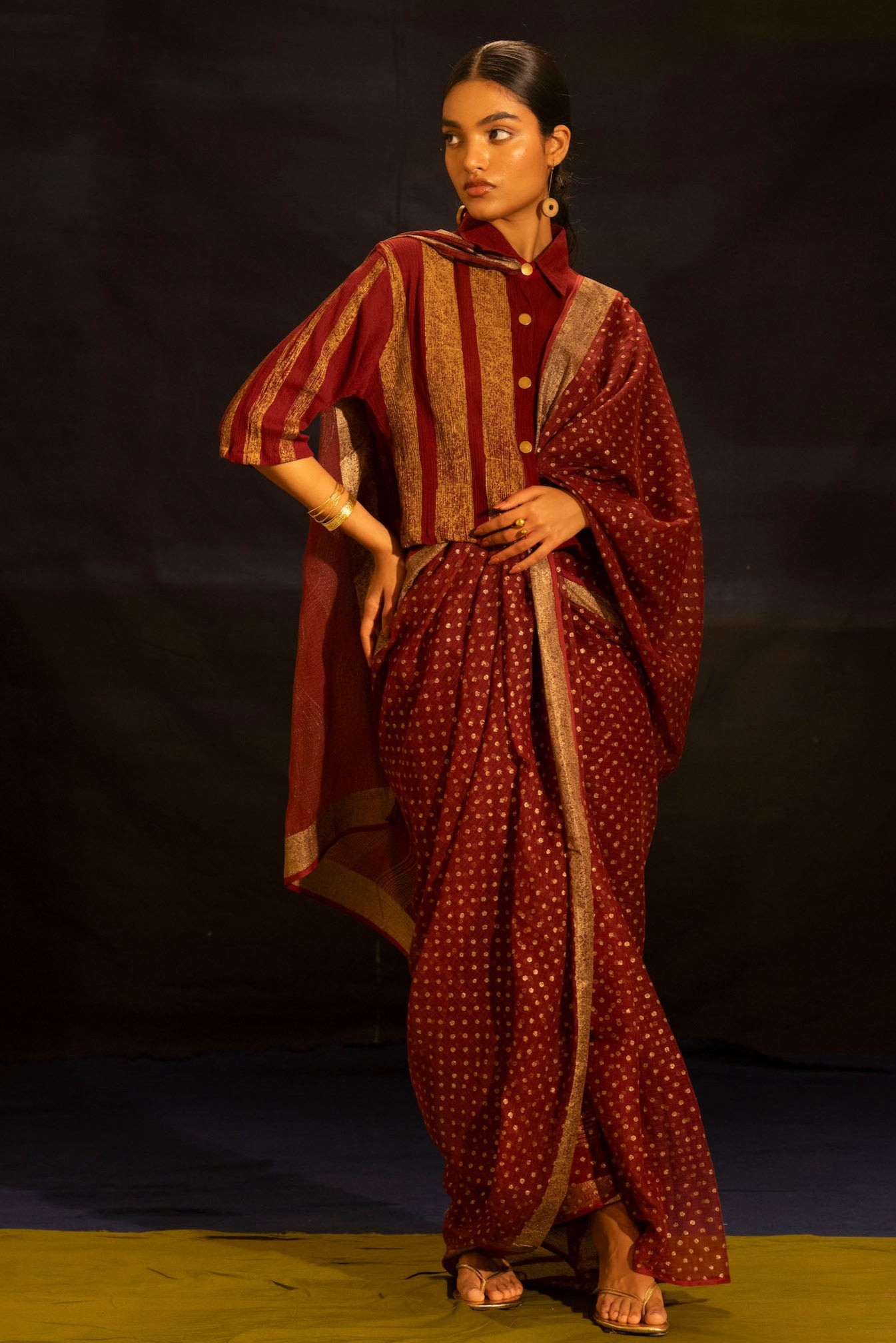 Illume Rivet Maroon Saree