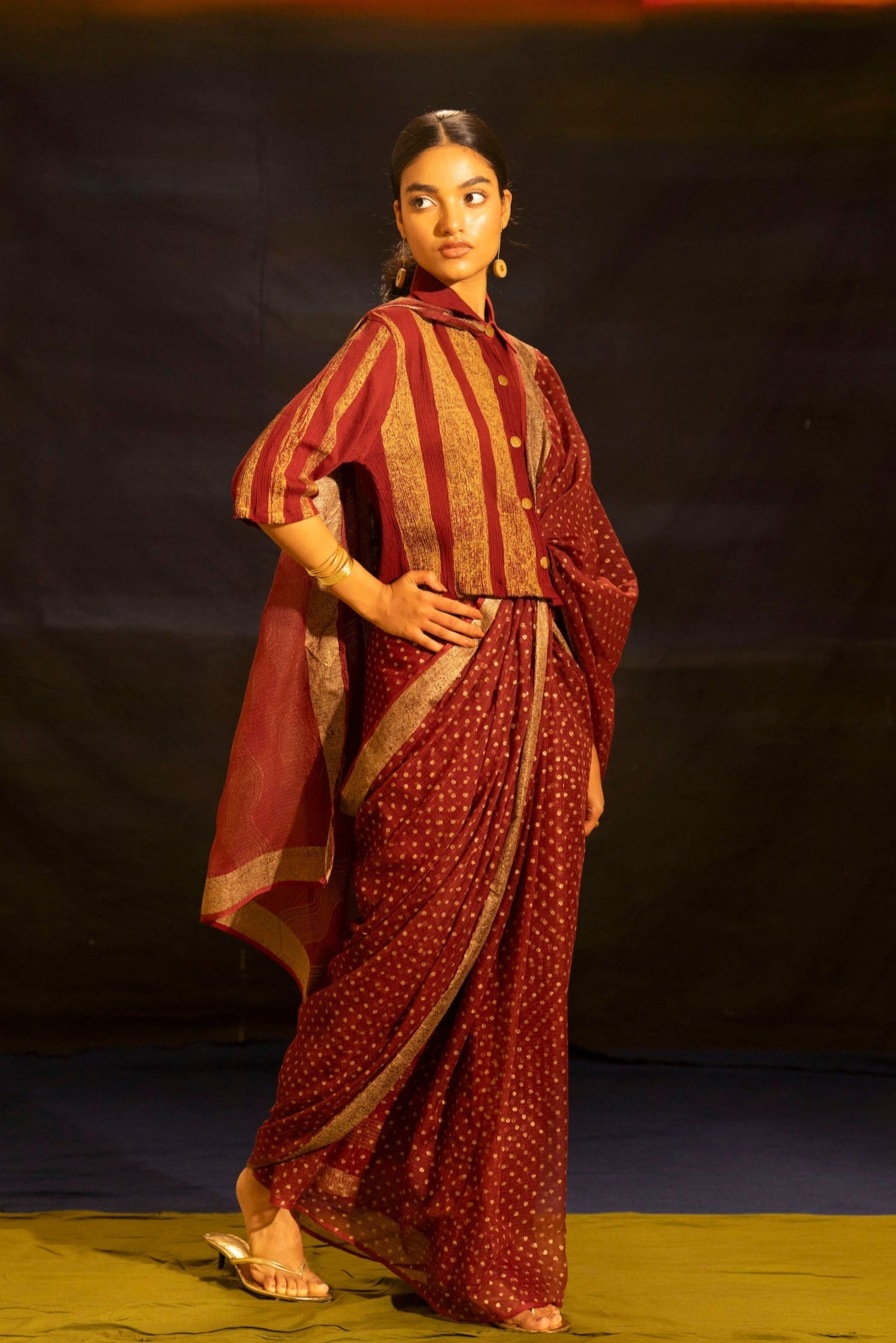 Illume Rivet Maroon Saree