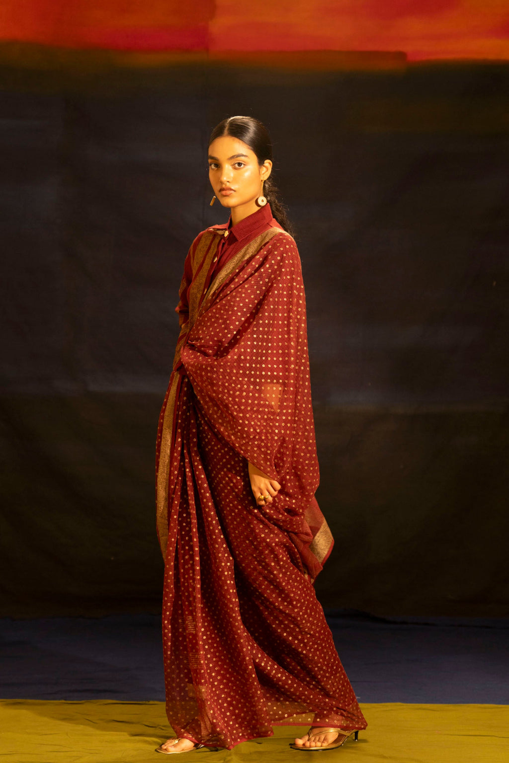 Illume Rivet Maroon Saree