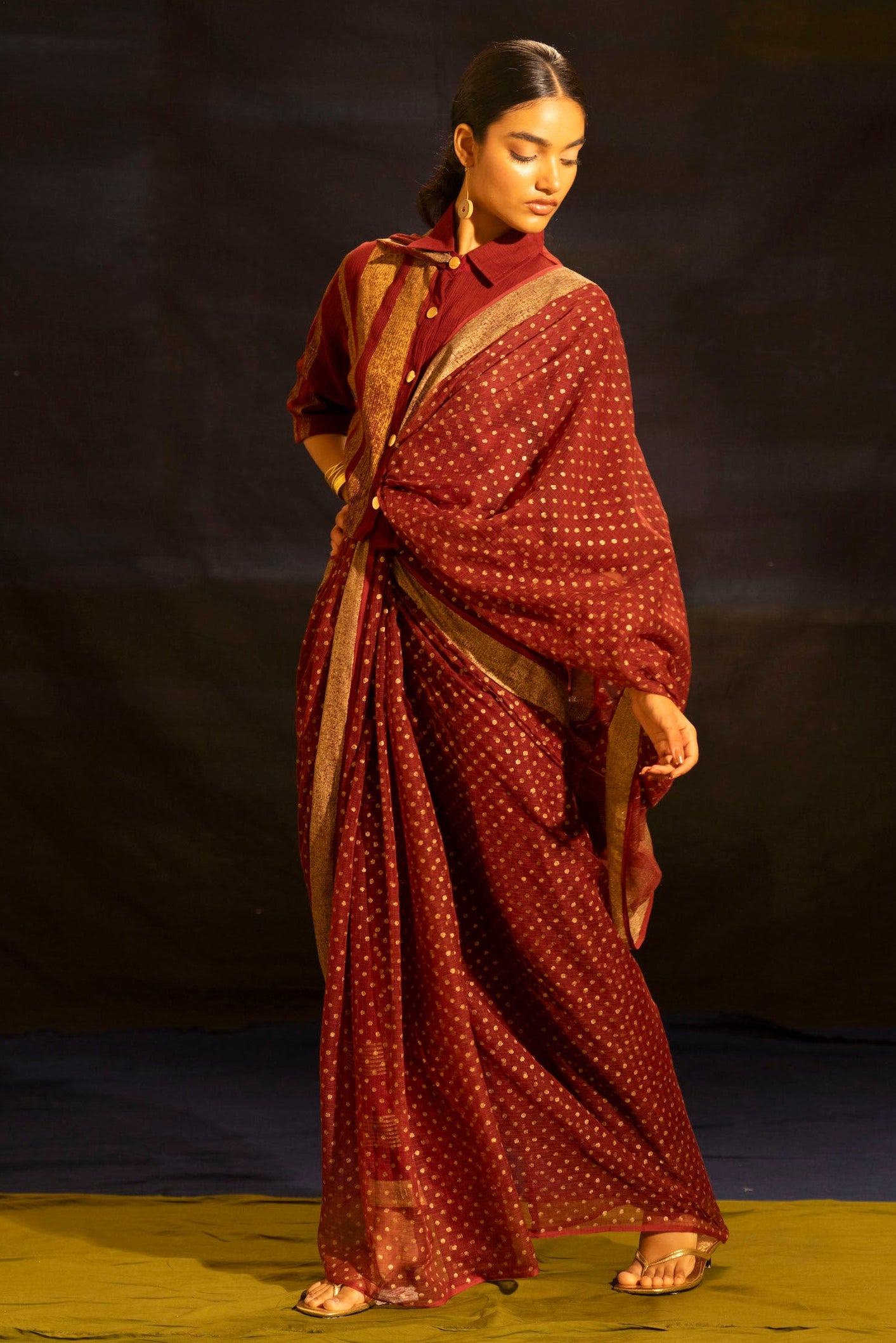 Illume Rivet Maroon Saree