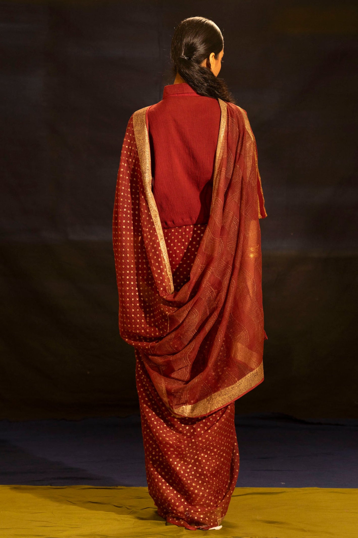 Illume Rivet Maroon Saree