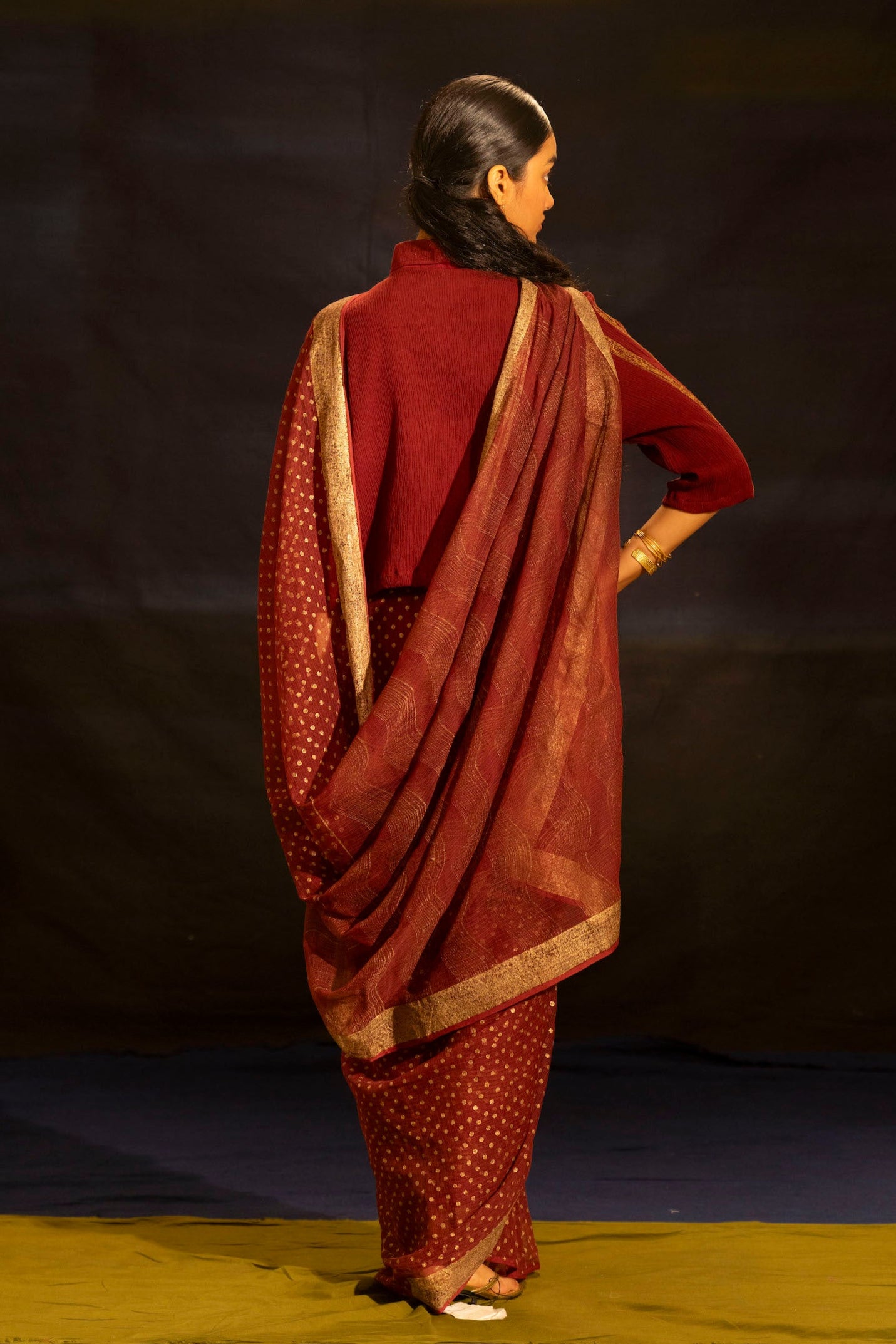 Illume Rift Maroon Collar Blouse