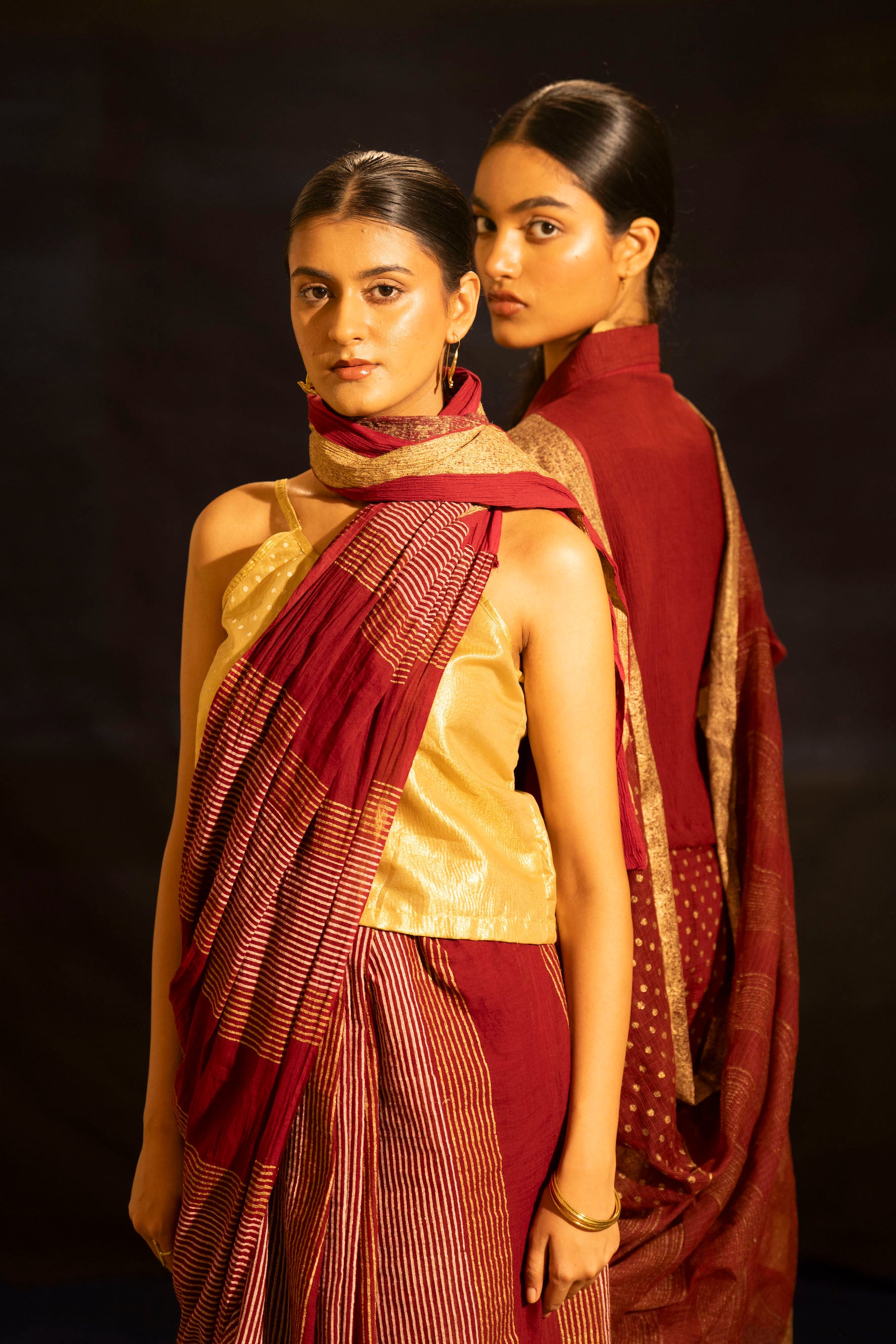 Illume luma Maroon Saree with Crinkled Pallu