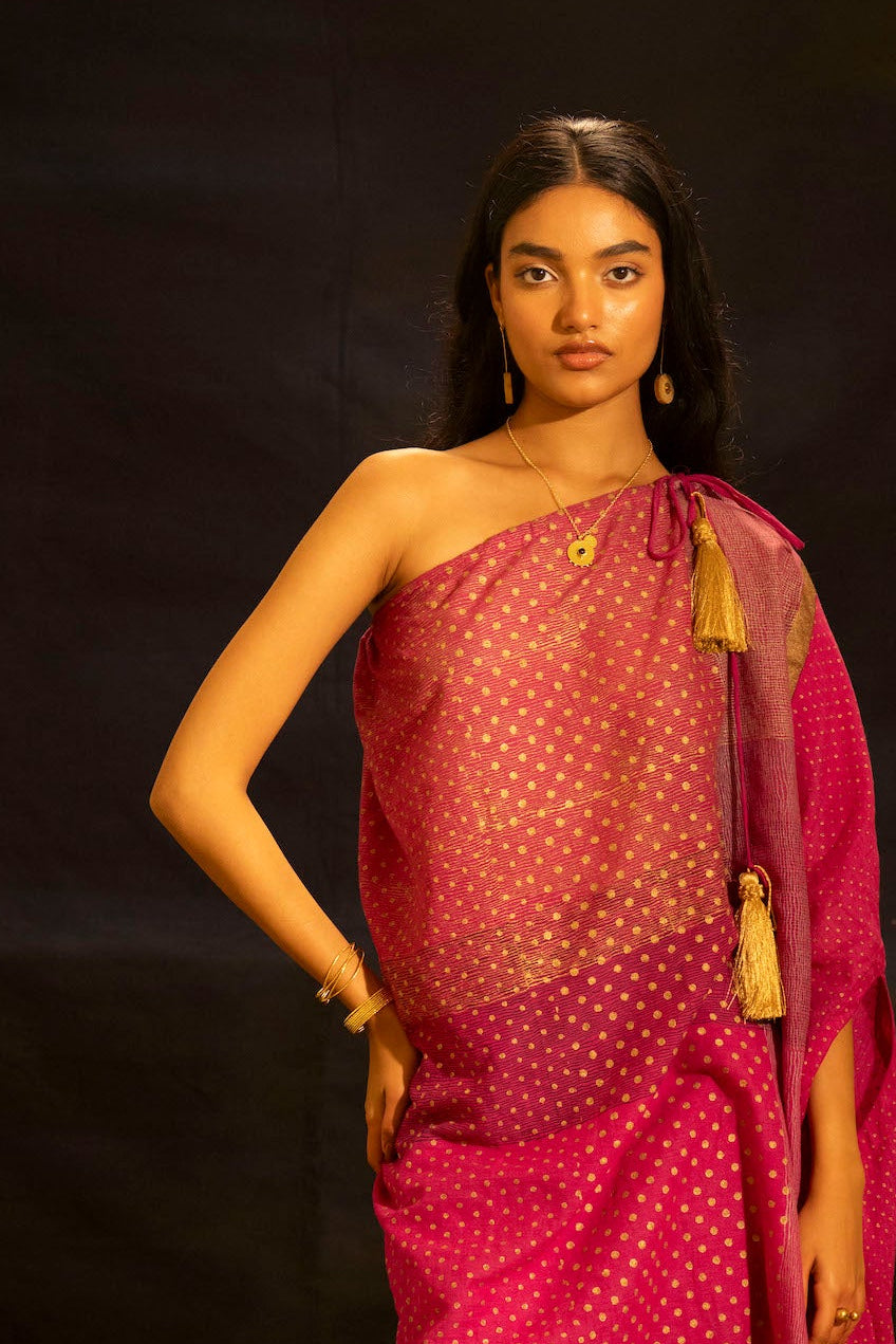 Illume Off- Shoulder Shocker Pink Kaftan Set (Set of 2)