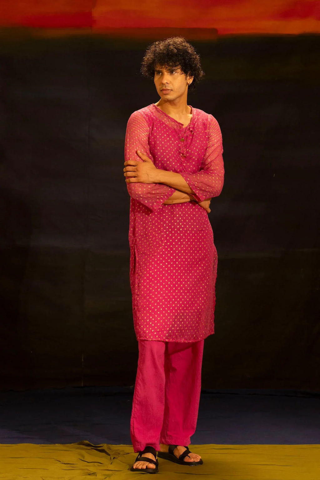 Illume Man Fuschia Kota Kurta Set with lining (Set of 2) - BANANA labs