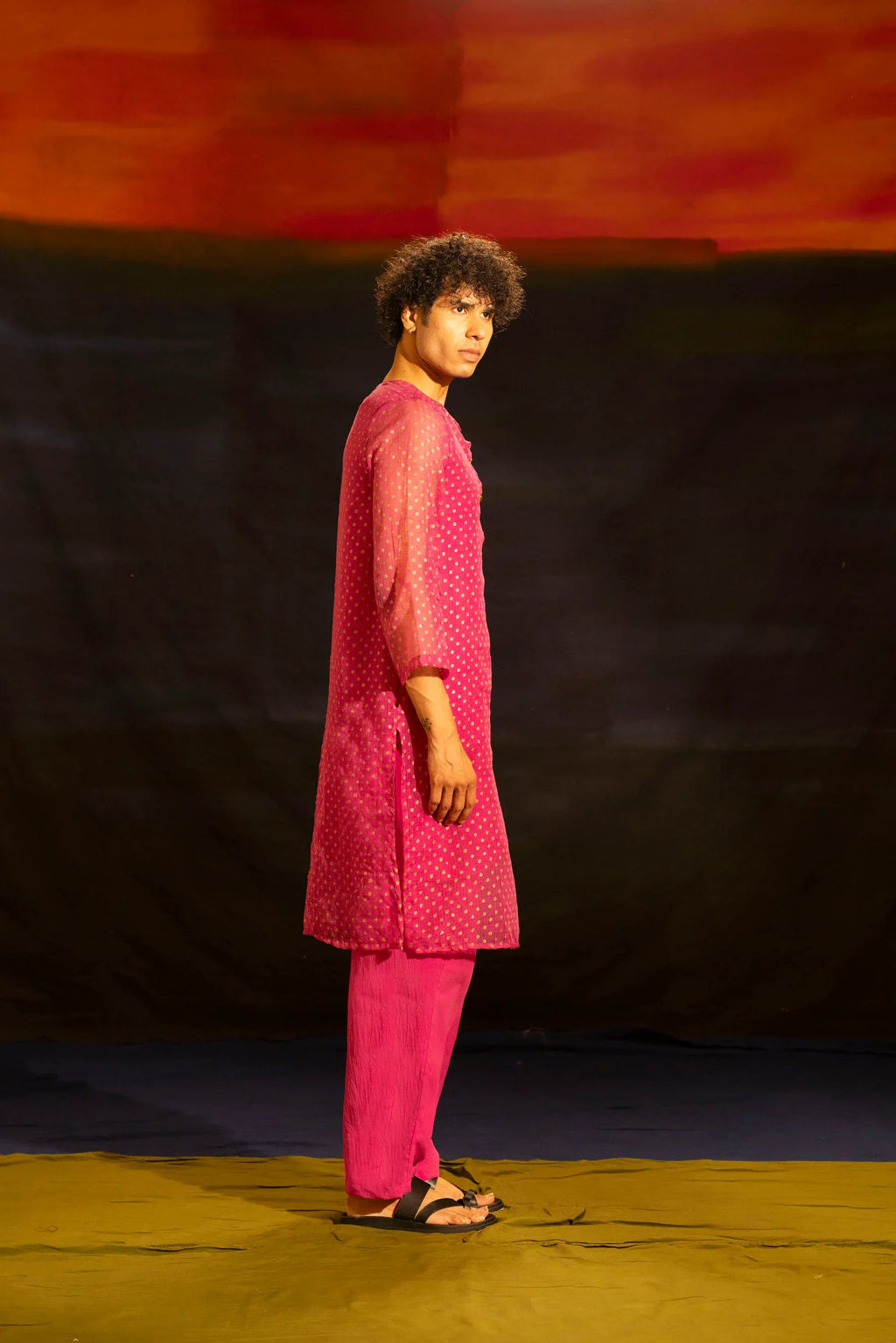Illume Man Rivet Fuschia Kota Kurta with lining - BANANA labs