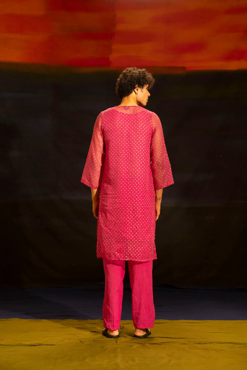 Illume Man Fuschia Kota Kurta Set with lining (Set of 2) - BANANA labs