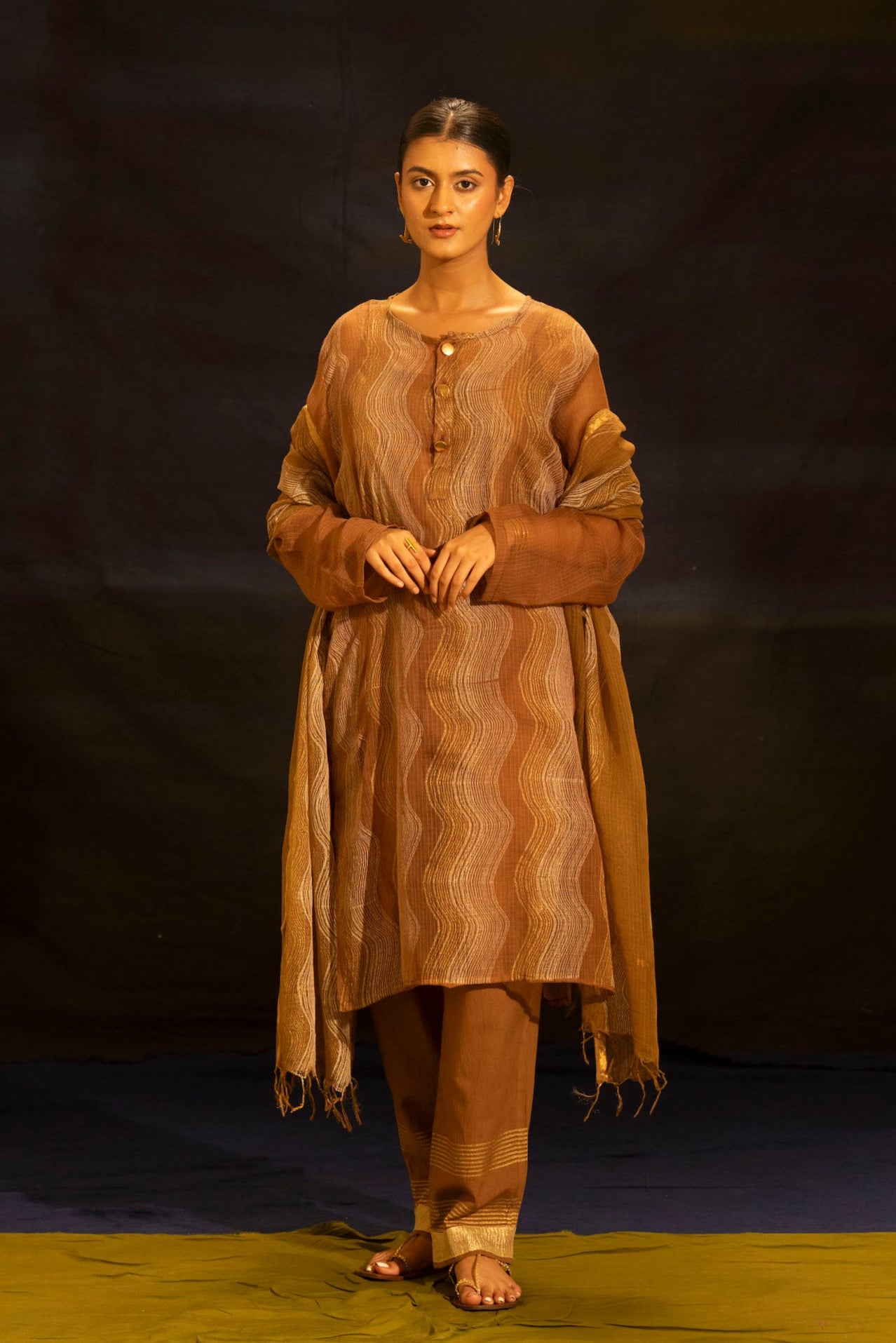 Illume Wave Muddy Kota Kurta Set with Slip (Set of 3)