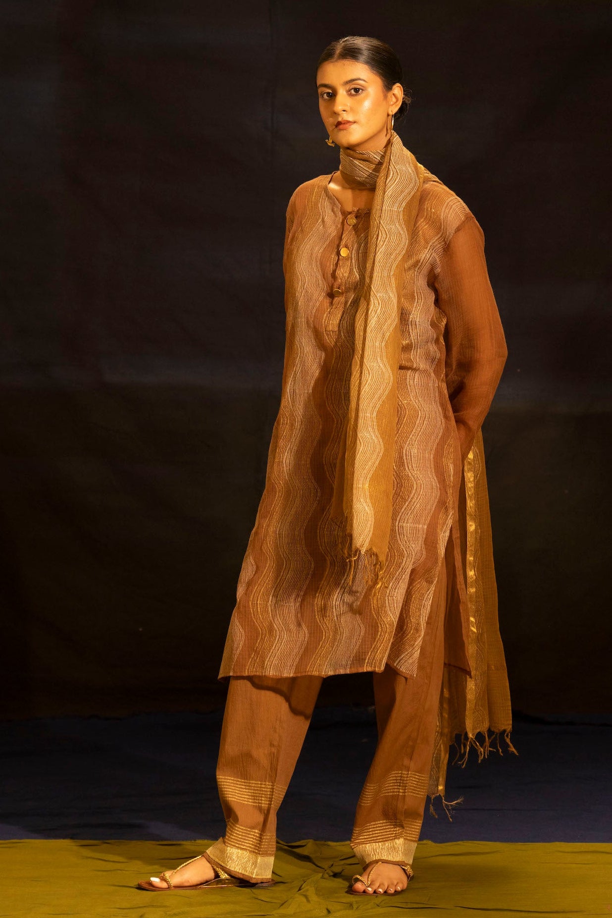 Illume Wave Muddy Kota Kurta Set with Slip (Set of 3)