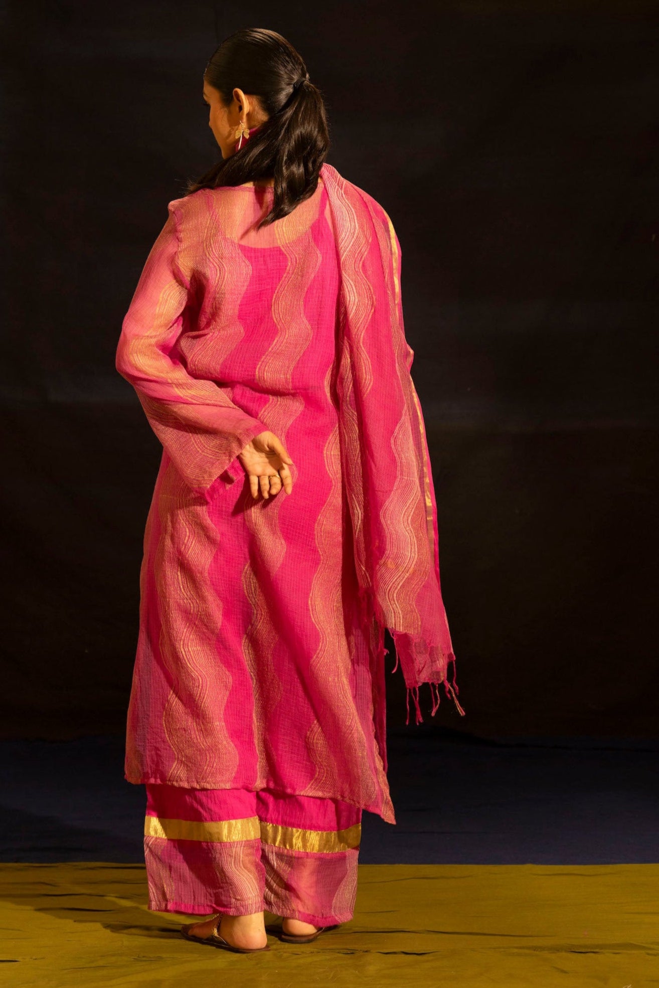 Illume Wave Shocker Pink Kota Kurta Set with Slip (Set of 3)