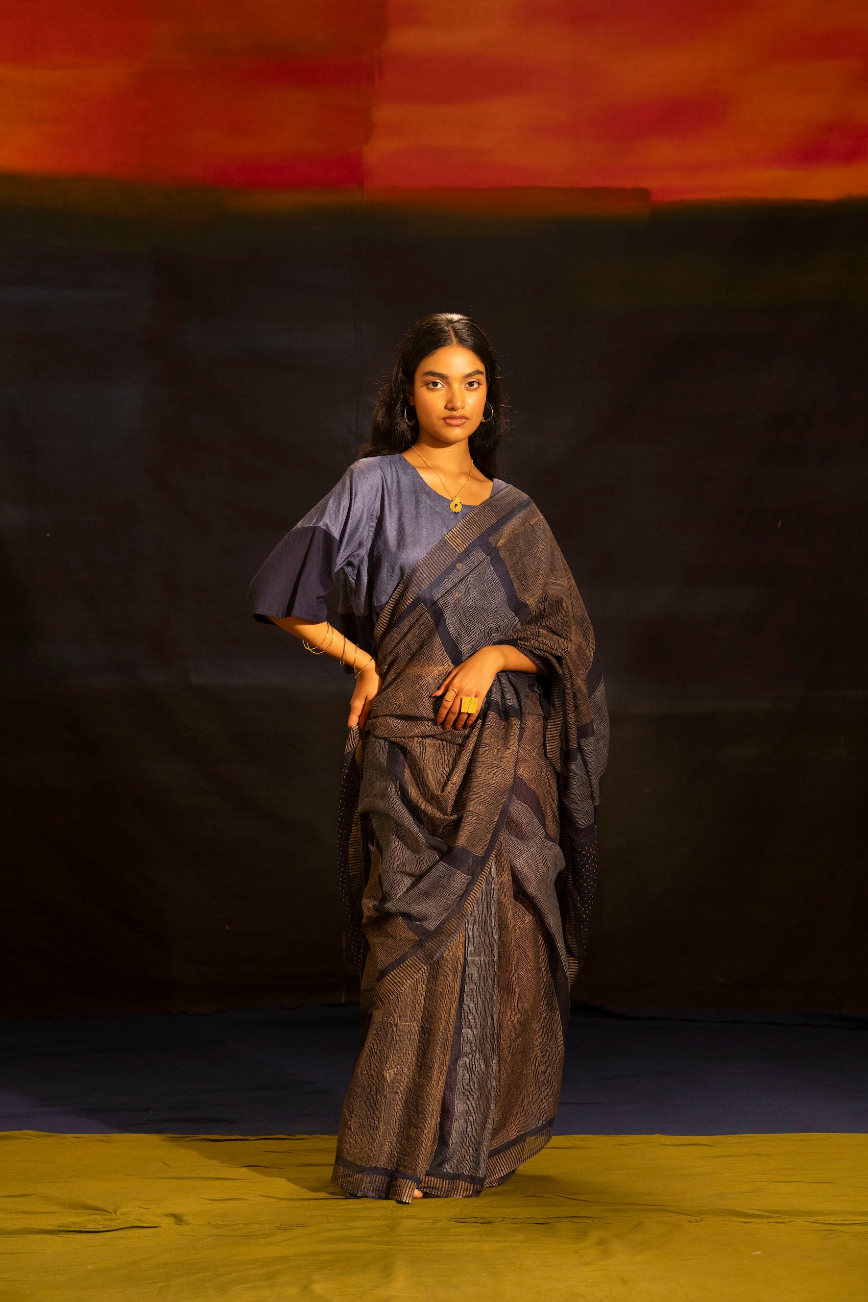 Illume Liquid Navy Tussar Blouse