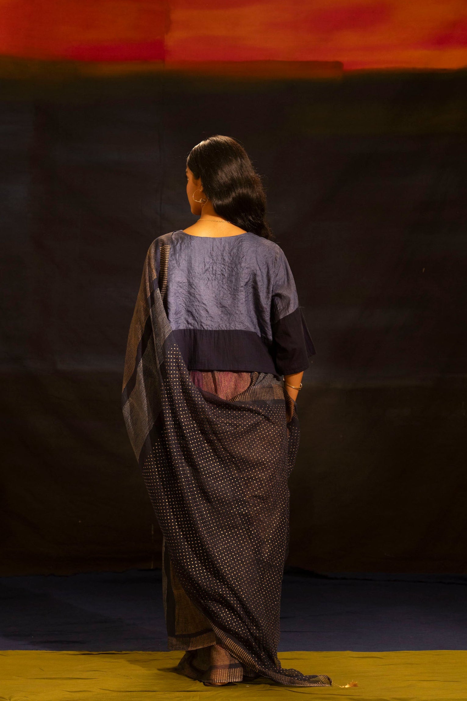 Illume Liquid Navy Tussar Blouse