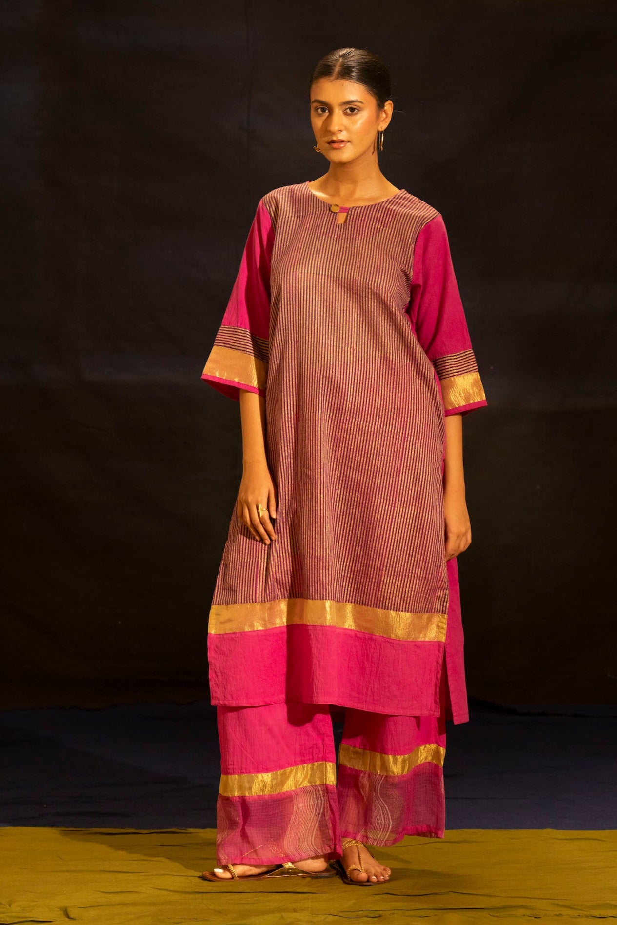 Illume Level Pink Kurta with Pants (Set of 2)