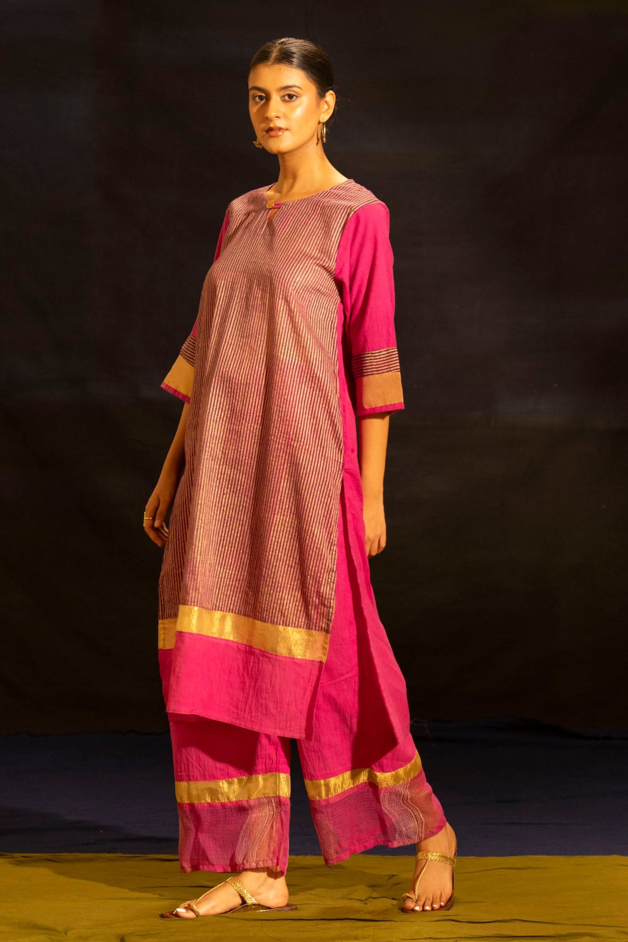 Illume Level Pink Kurta with Pants (Set of 2)