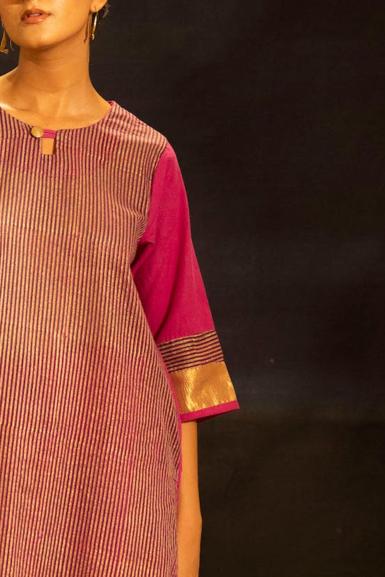 Illume Level Pink Kurta with Pants (Set of 2)