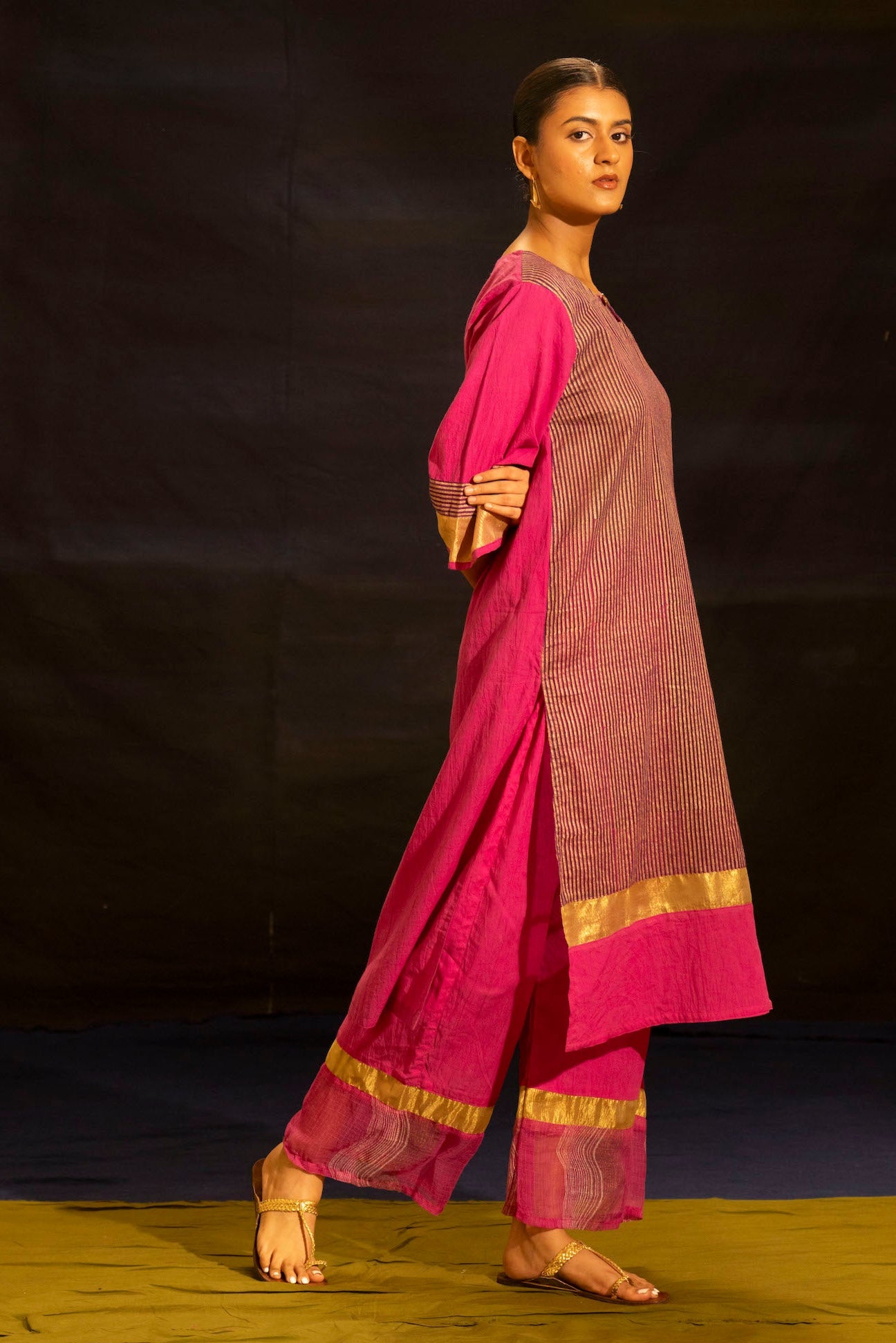 Illume Level Pink Kurta with Pants (Set of 2)