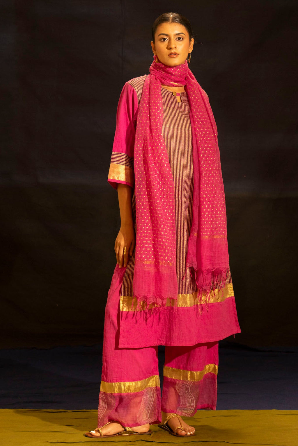 Illume Level Pink Kurta Set (Set of 3)