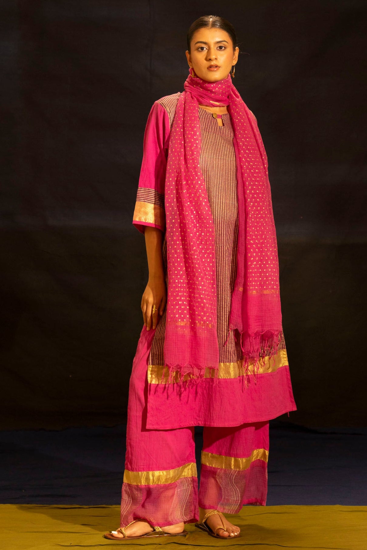 Illume Level Pink Kurta Set (Set of 3)