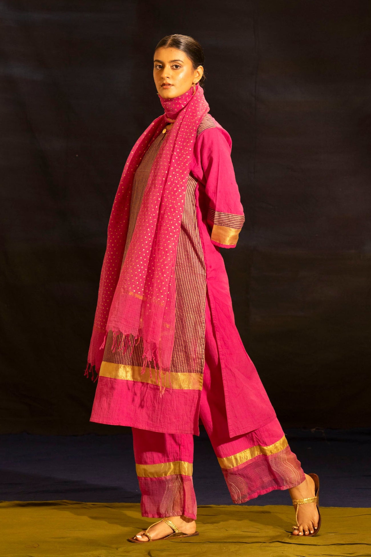Illume Level Pink Kurta Set (Set of 3)