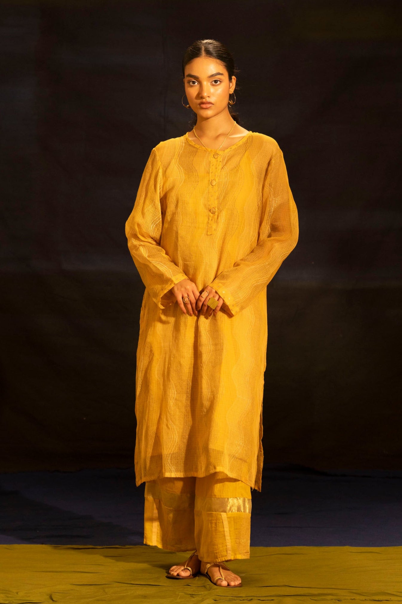 Illume Wave Sunlit Kota Kurta with Slip