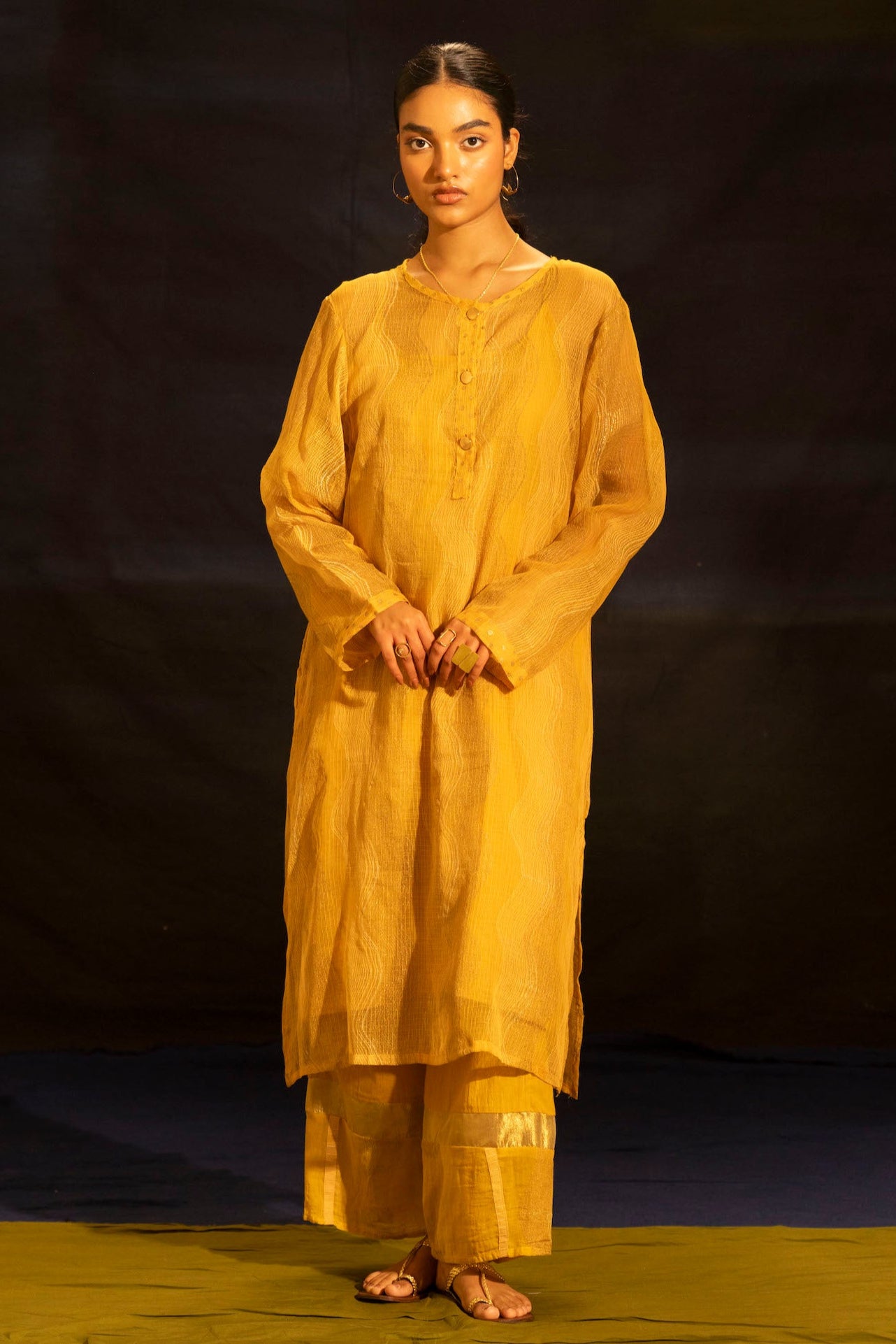 Illume Wave Sunlit Kota Kurta Set with Slip (Set of 2)