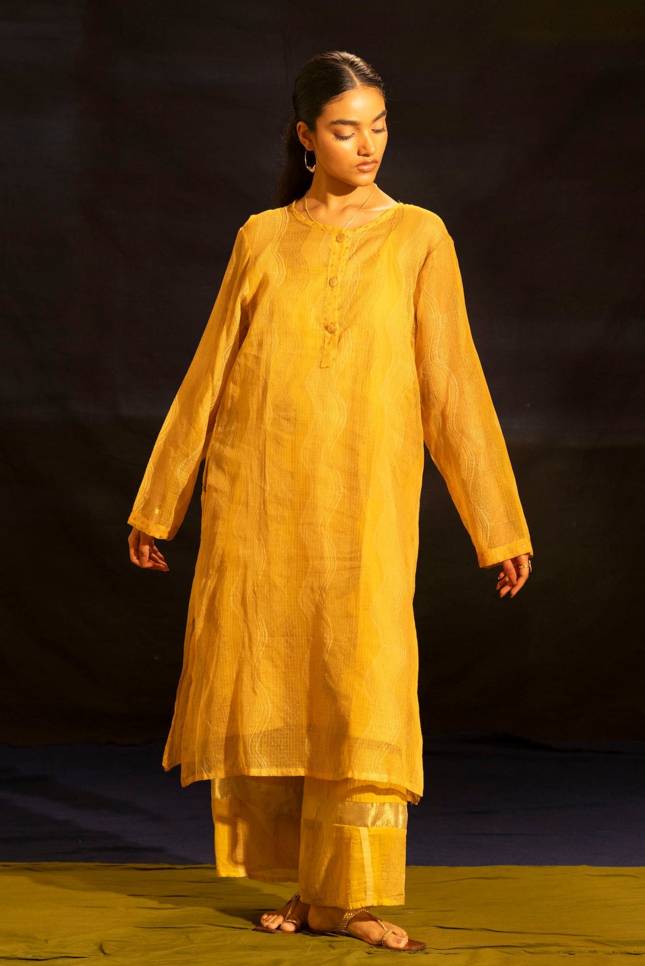 Illume Wave Sunlit Kota Kurta with Slip