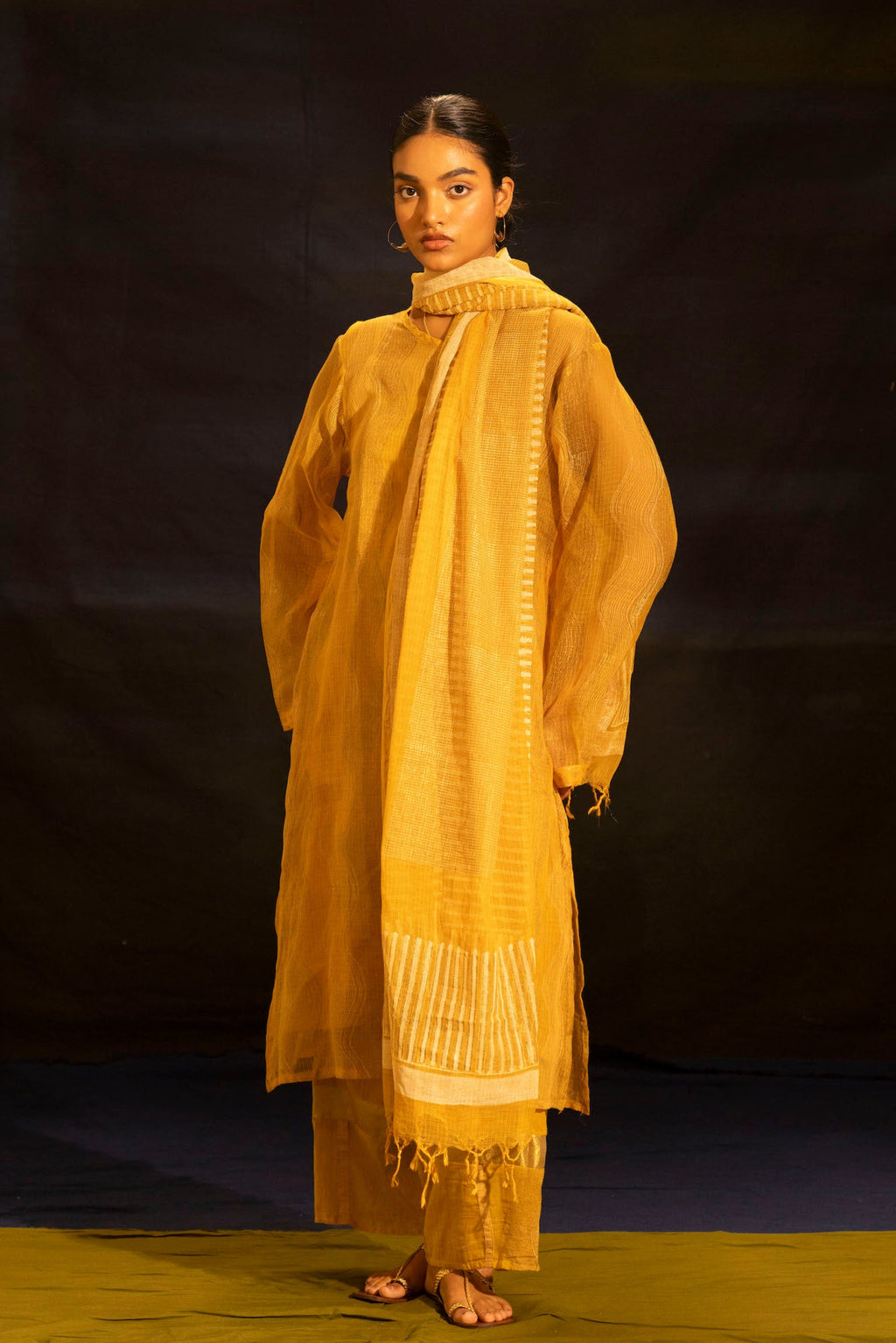 Illume Wave Sunlit Kota Kurta Set with Slip (Set of 3)