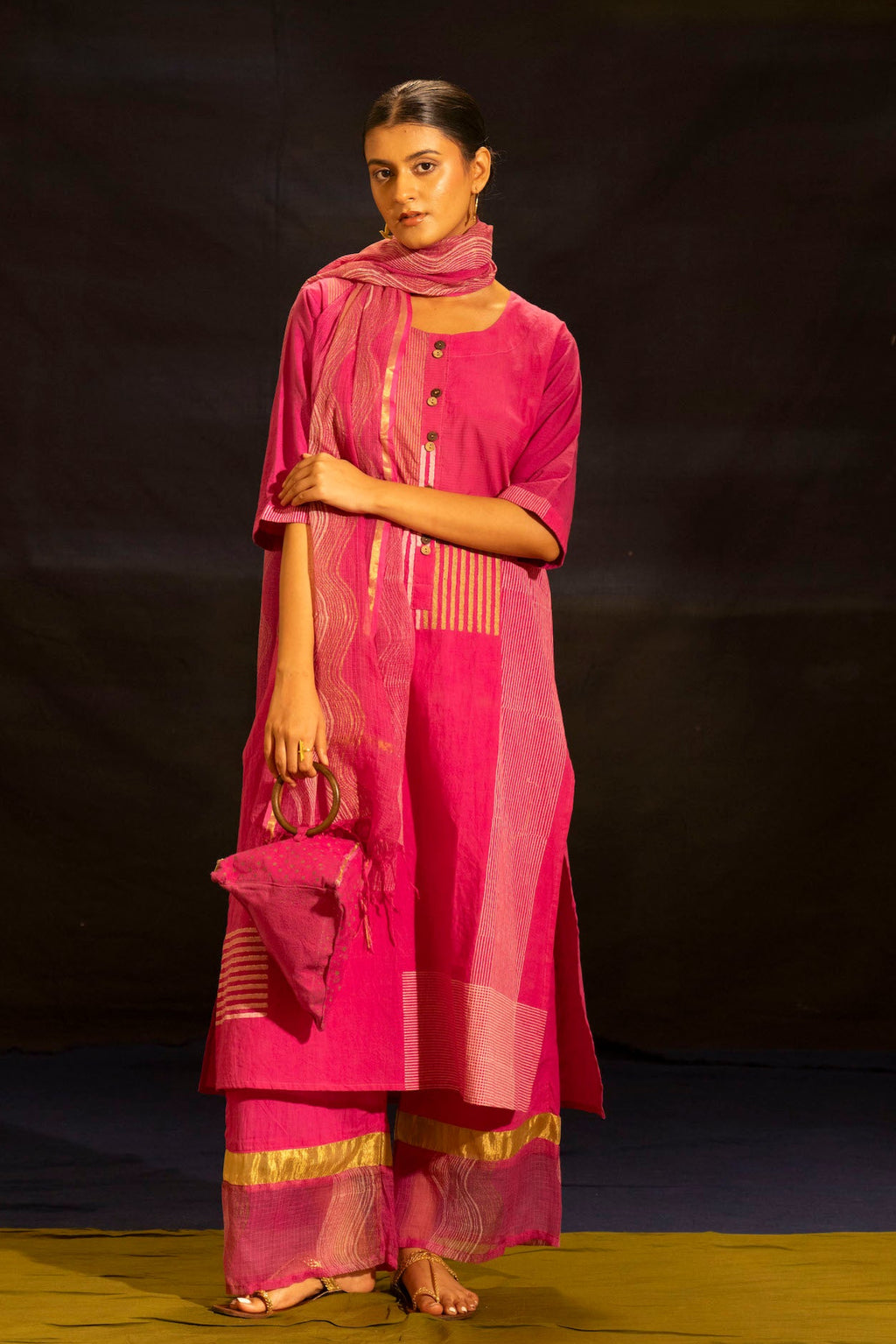 Illume Halo Shocker Pink Kurta Set (Set of 3)