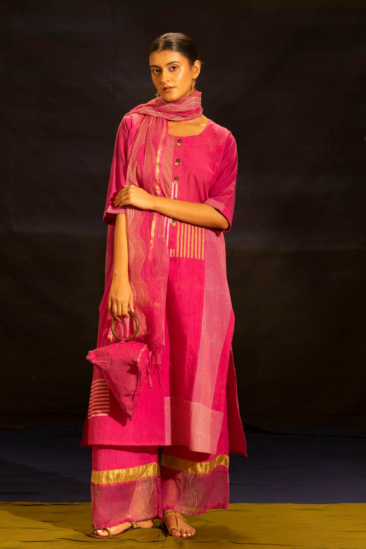 Illume Halo Shocker Pink Kurta Set (Set of 3)