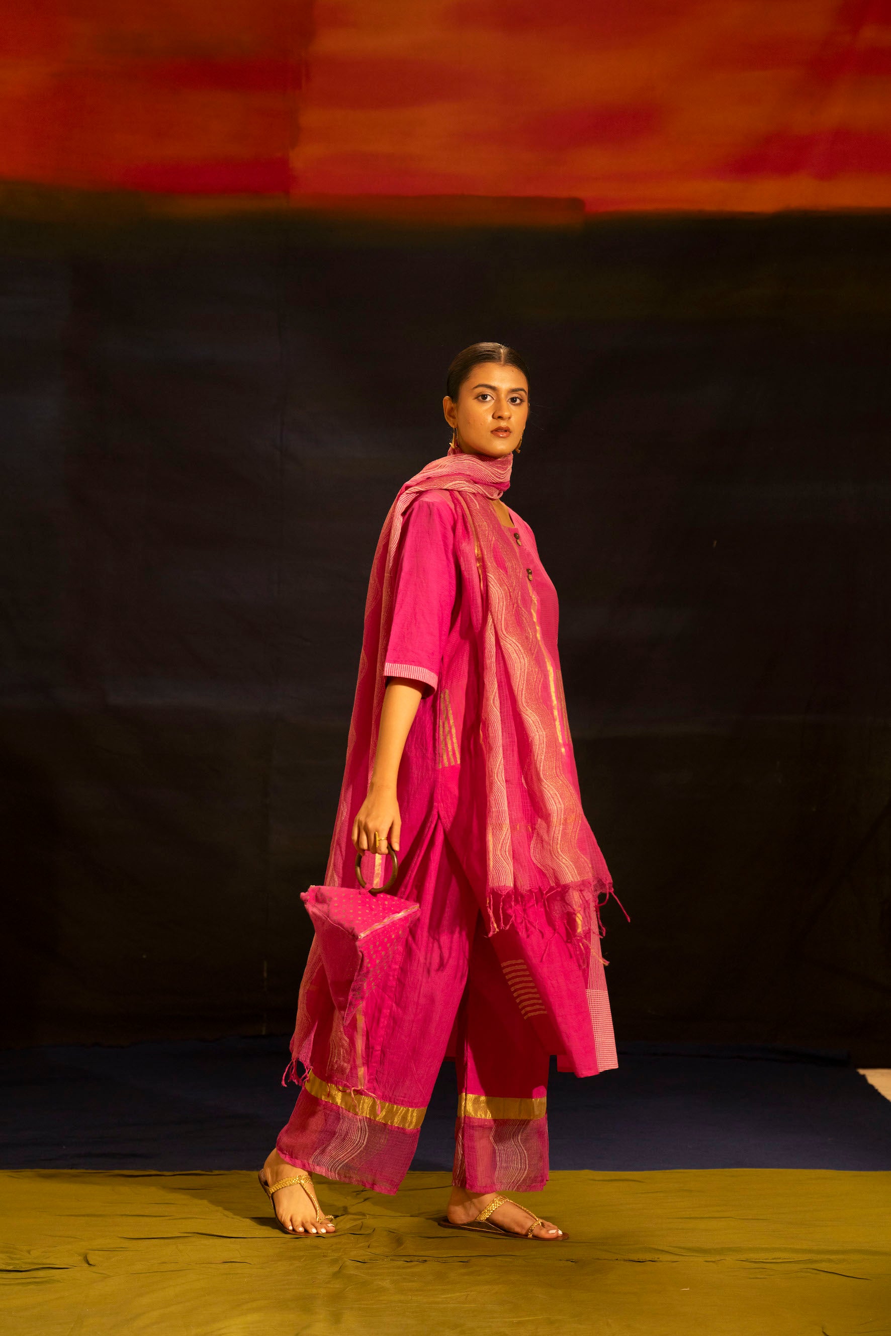 Illume Halo Shocker Pink Kurta Set (Set of 3)