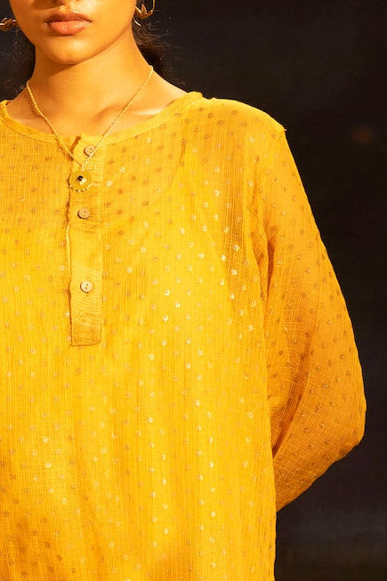 Illume Mustard  Rivet Kota Kurta with Slip