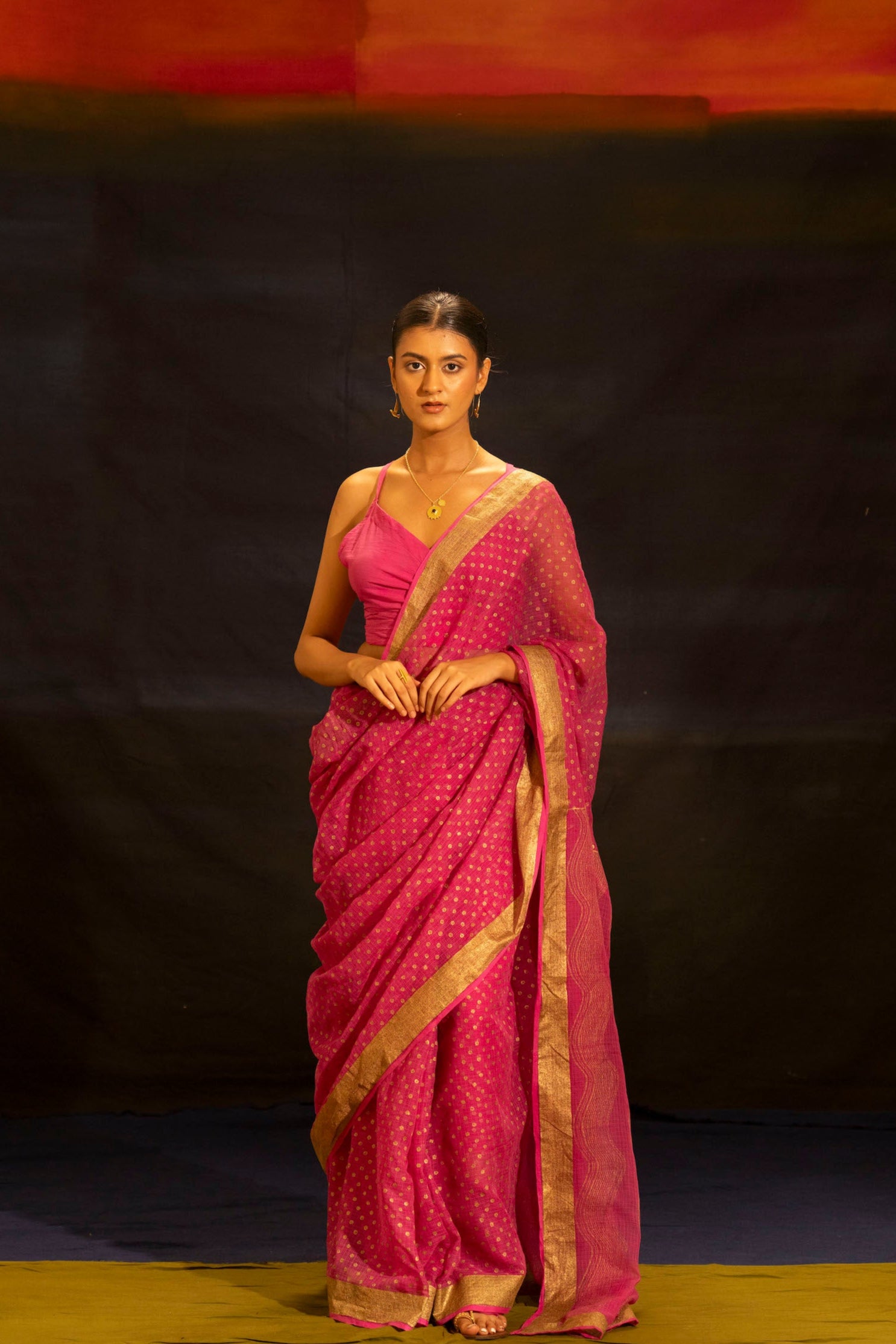 Illume Rivet Fuschia Saree