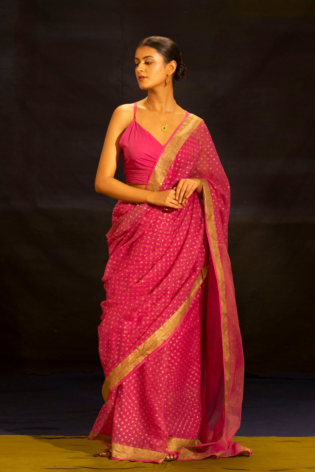 Illume Rivet Fuschia Saree