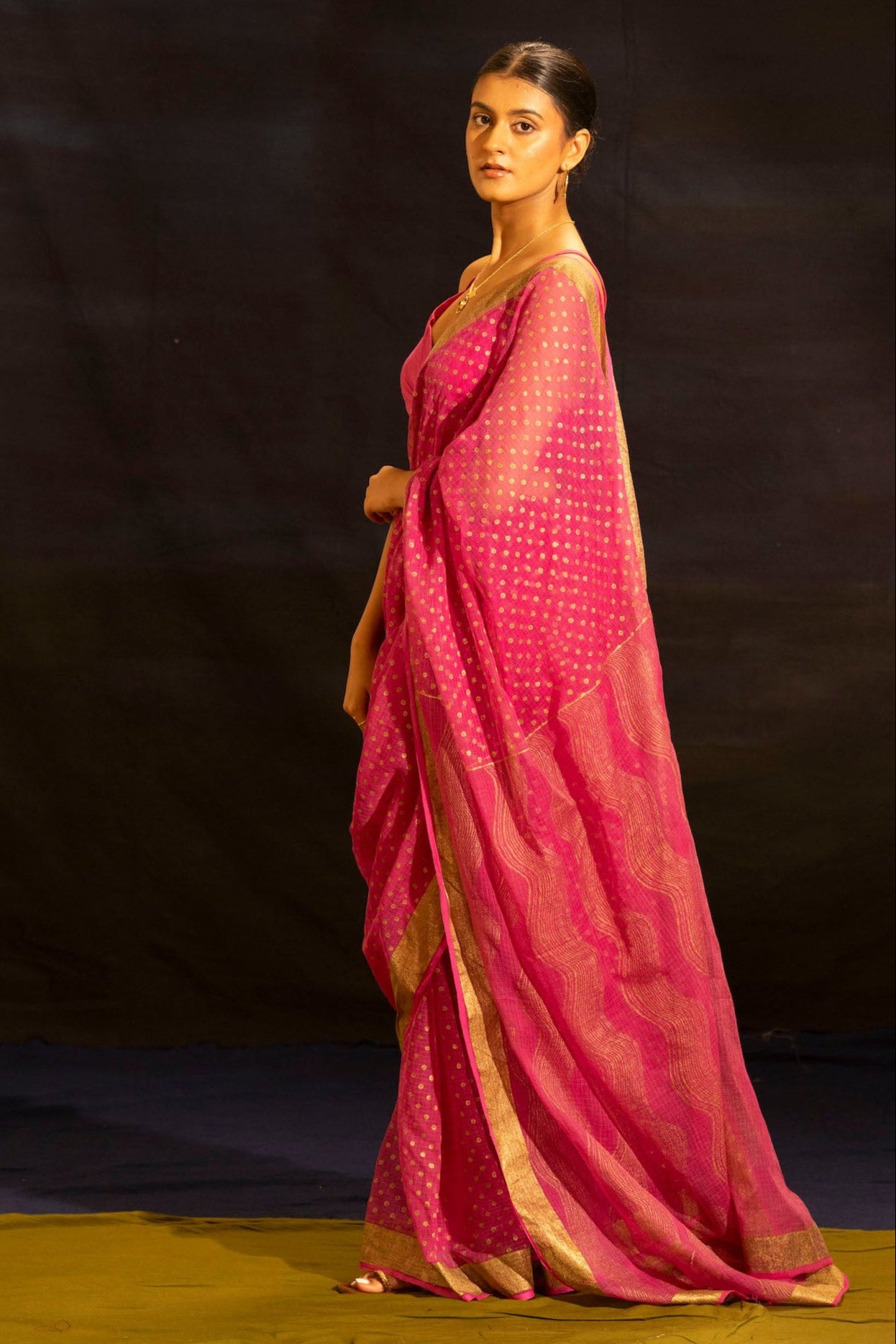 Illume Rivet Fuschia Saree
