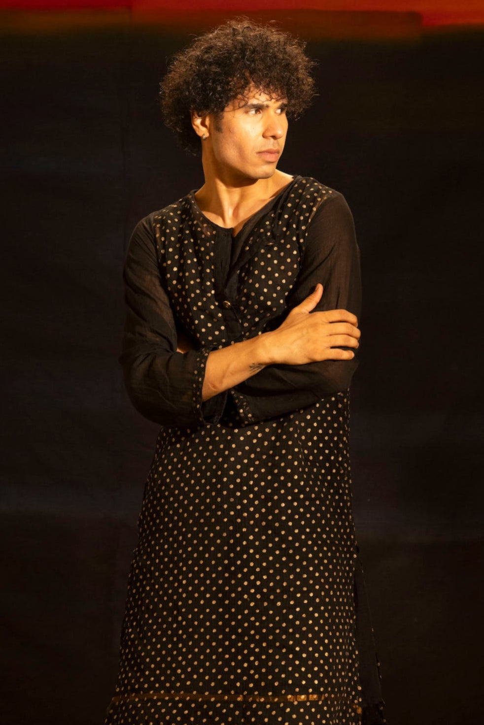 Illume Man Rivet Black Kota Kurta with lining