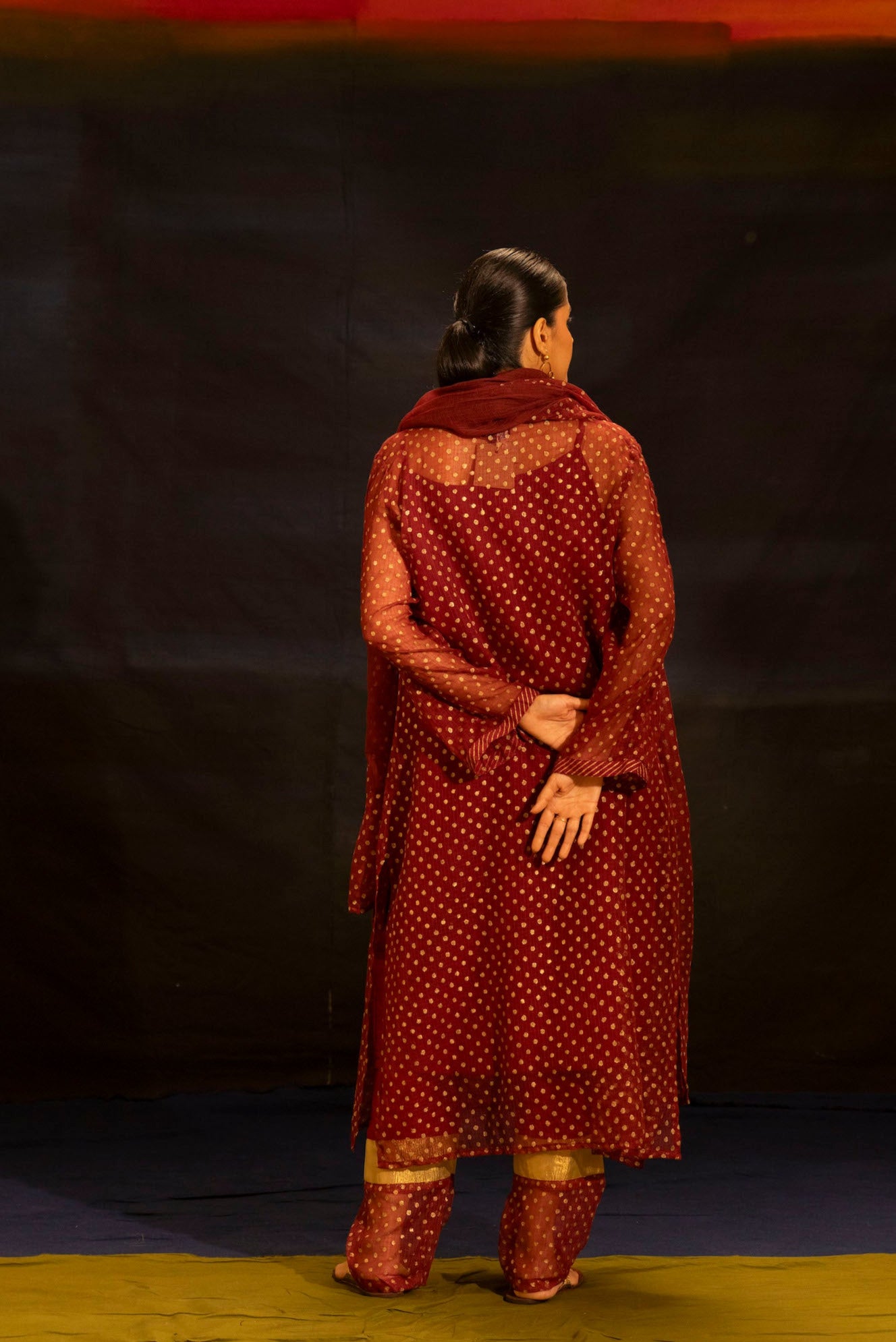 Illume Rivet Maroon Kota Kurta Pants Set (Set of 2)