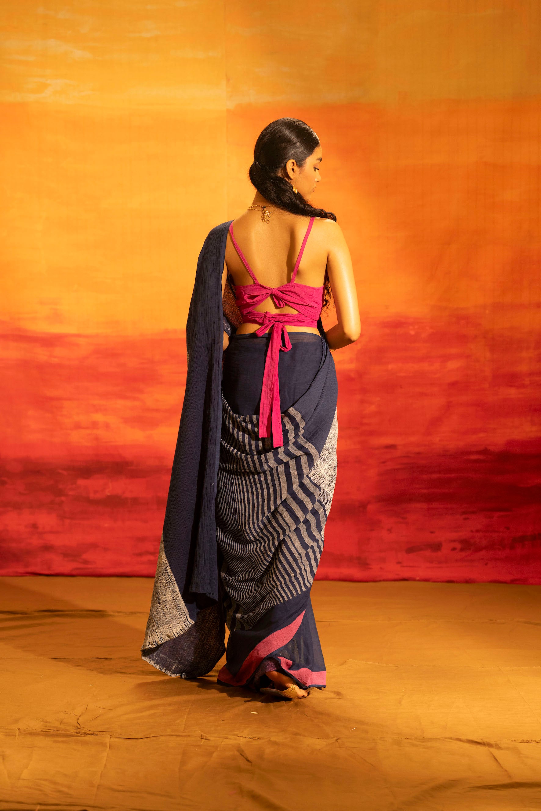 Illume luma Navy Saree with Wrap Top