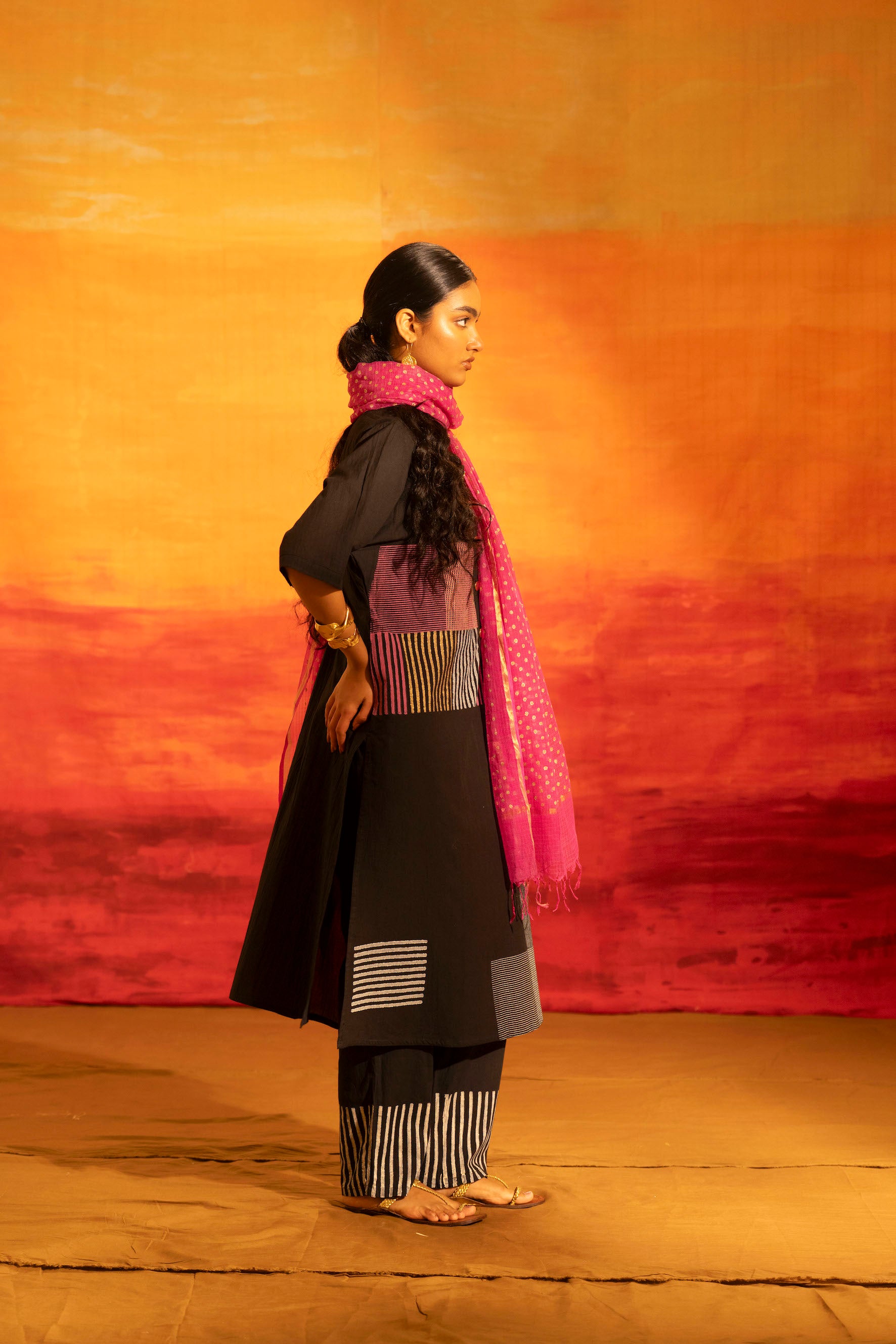 Illume Rivet Pink Kota-Doria Dupatta
