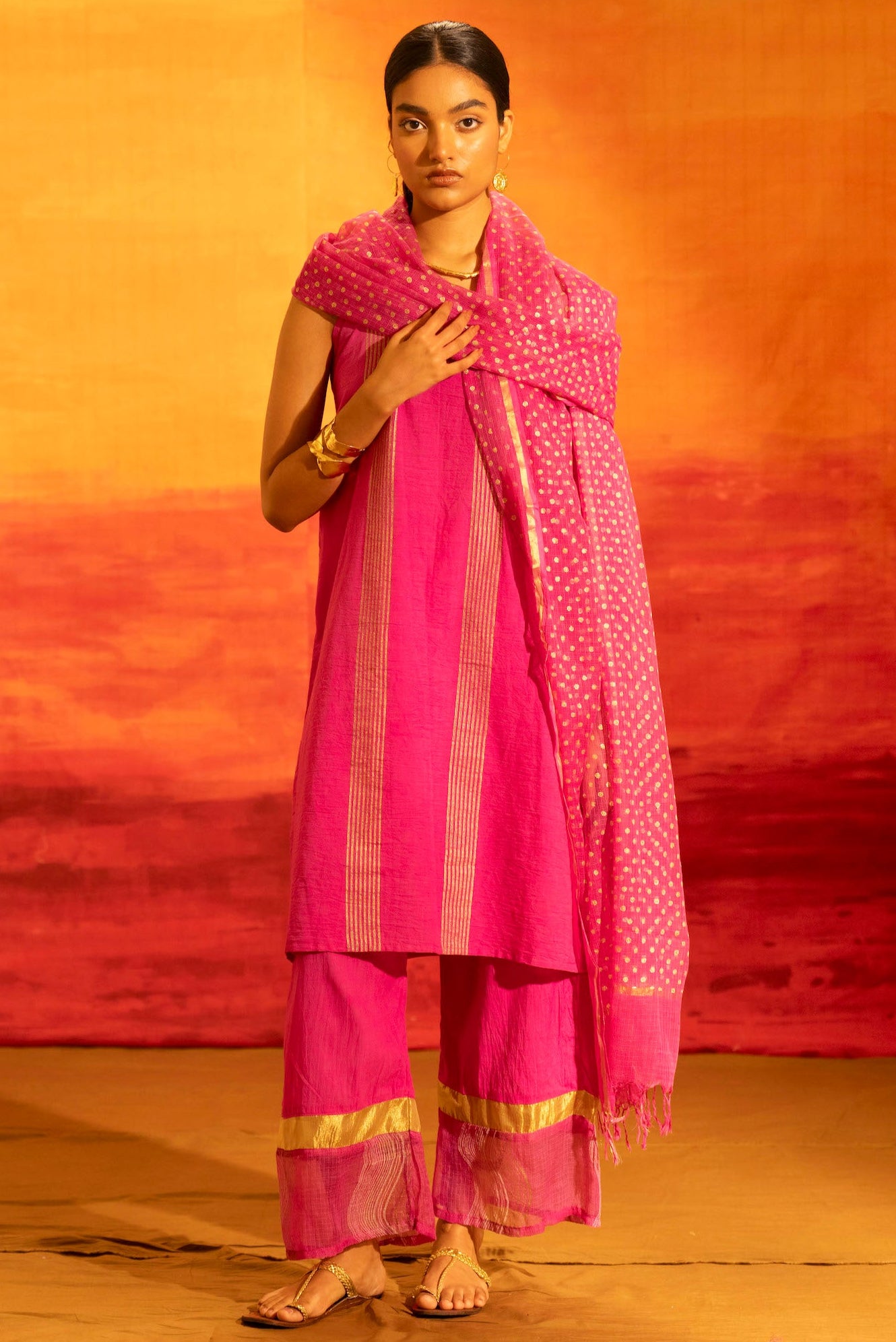 Illume Blaze Fuschia Kurta Set (Set of 3)