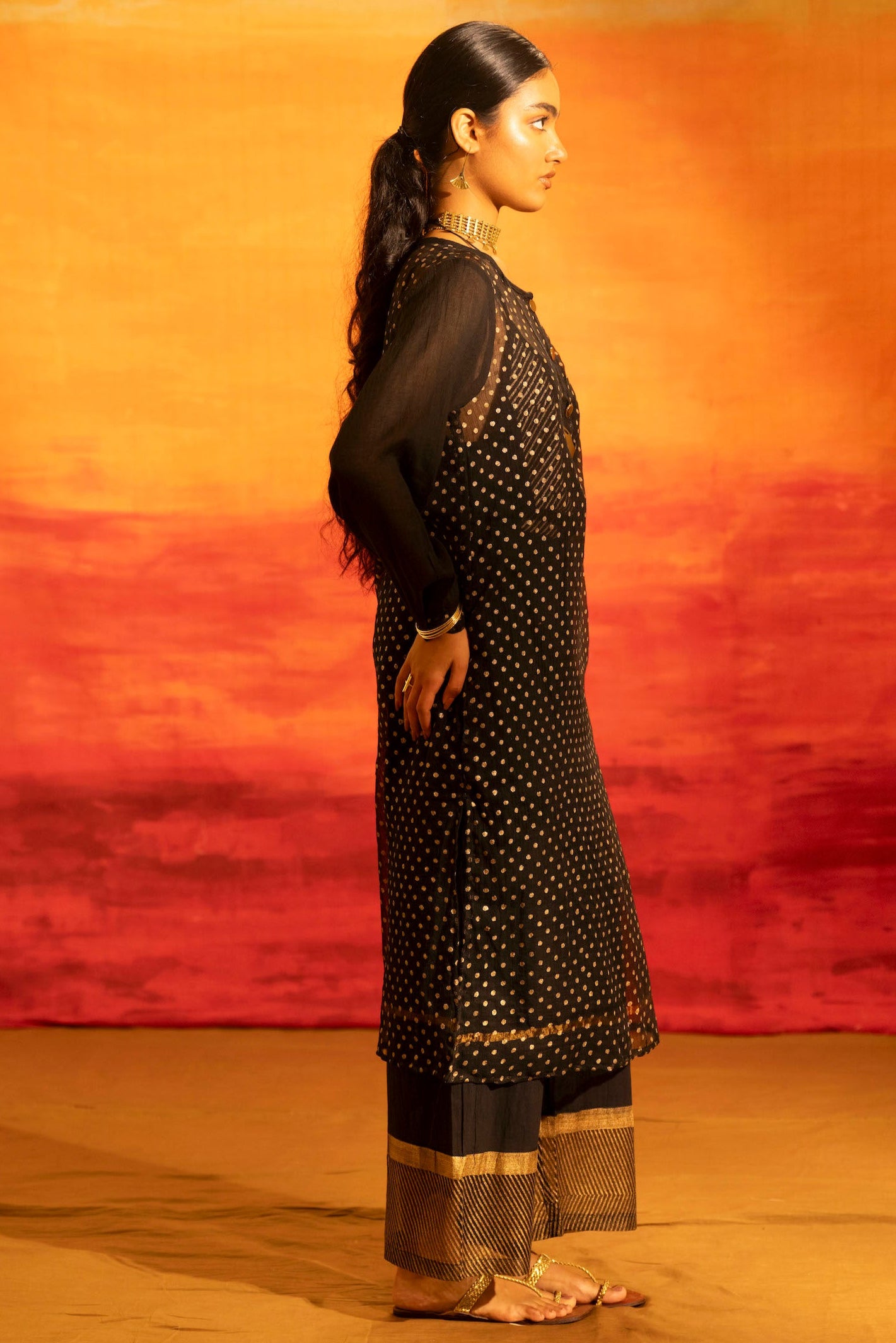 Illume Rivet Black Kota Kurta Set (Set of 2)