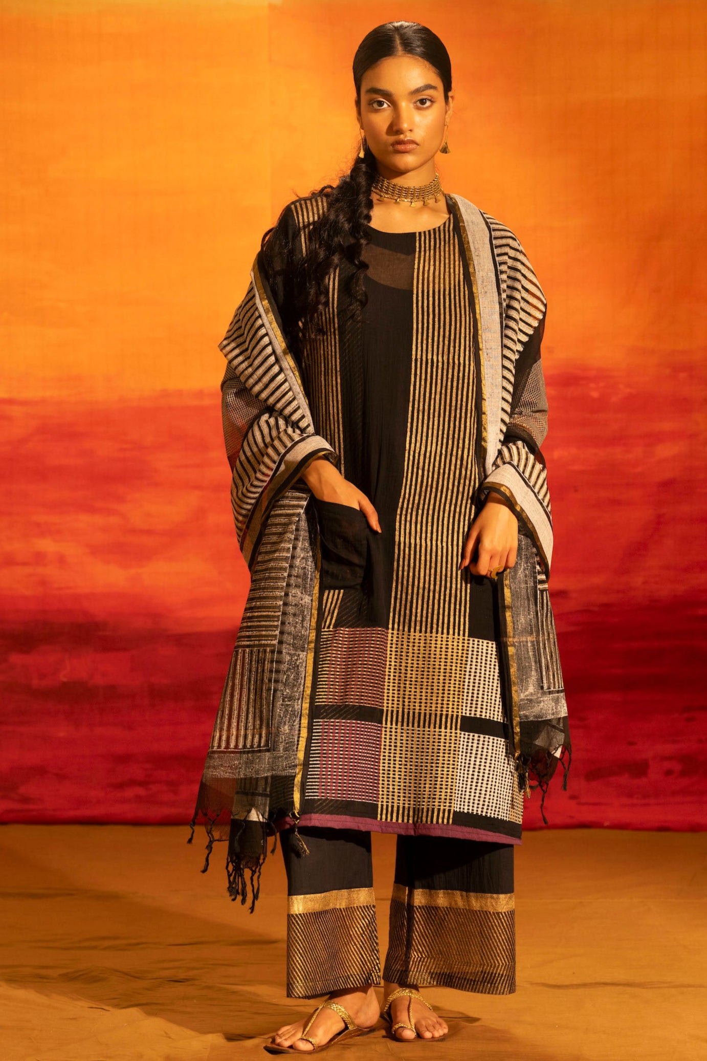 Illume Luma Black Kurta Set with Dupatta (Set of 3)