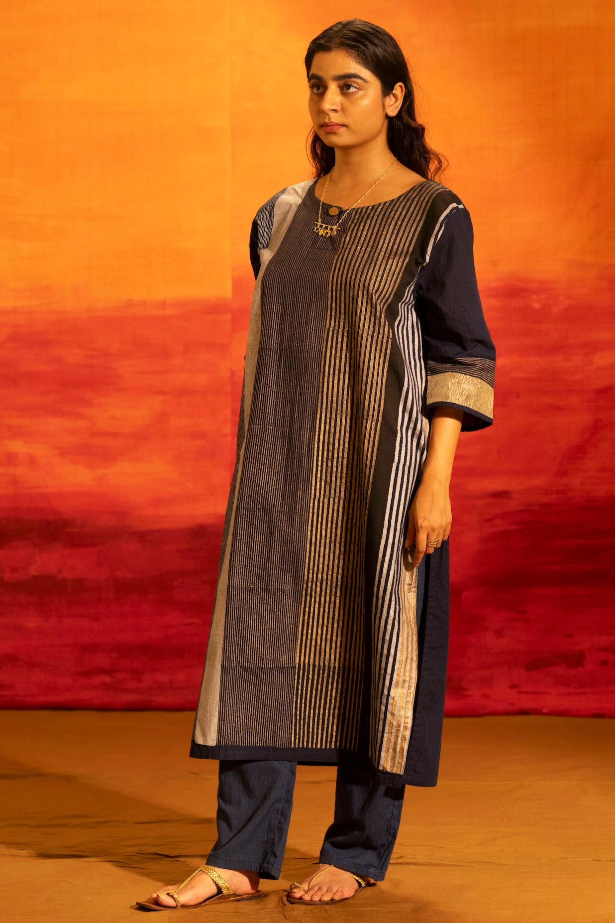 Illume Lumi Navy Kurta with Pants (Set of 2)