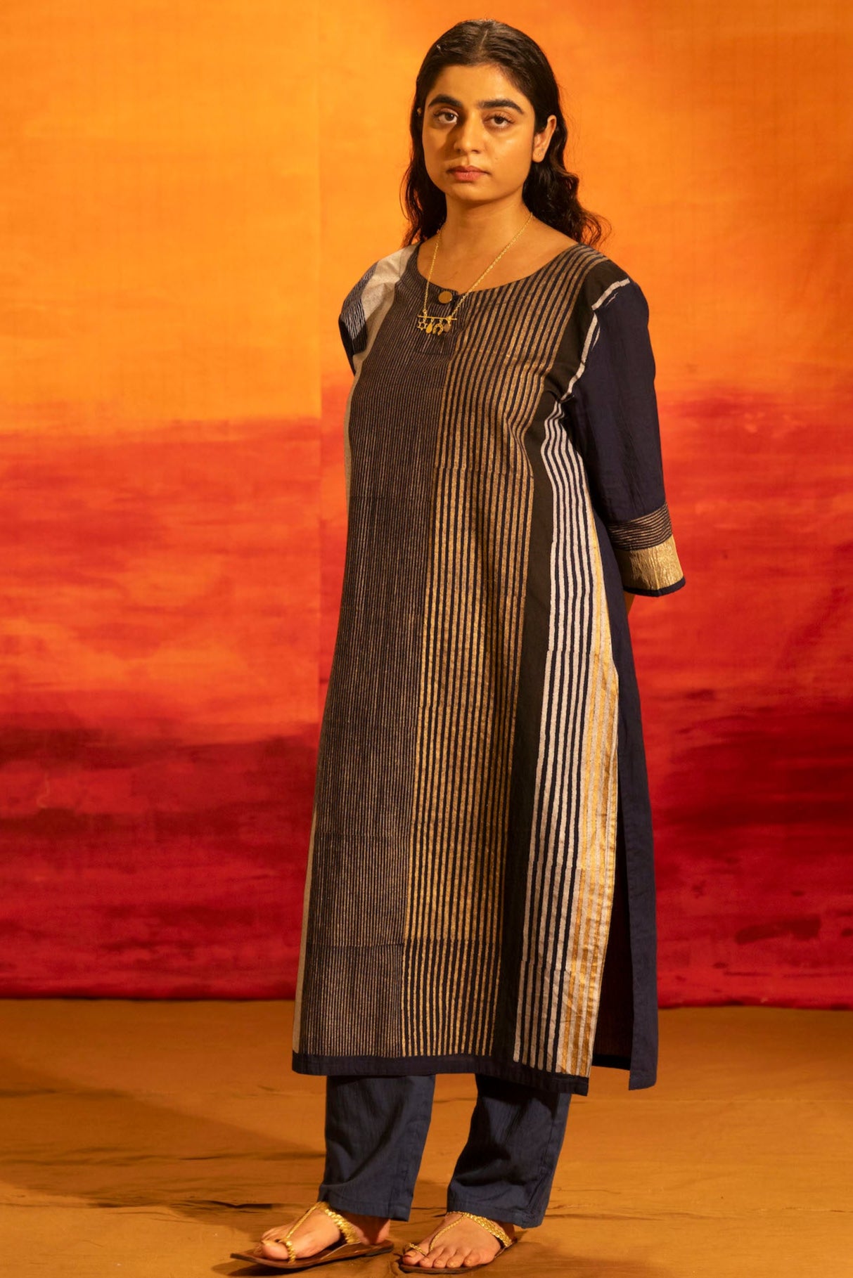 Illume Lumi Navy Kurta with Pants (Set of 2)