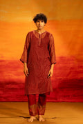 Illume Man Rivet Maroon Kota Kurta with lining - BANANA labs